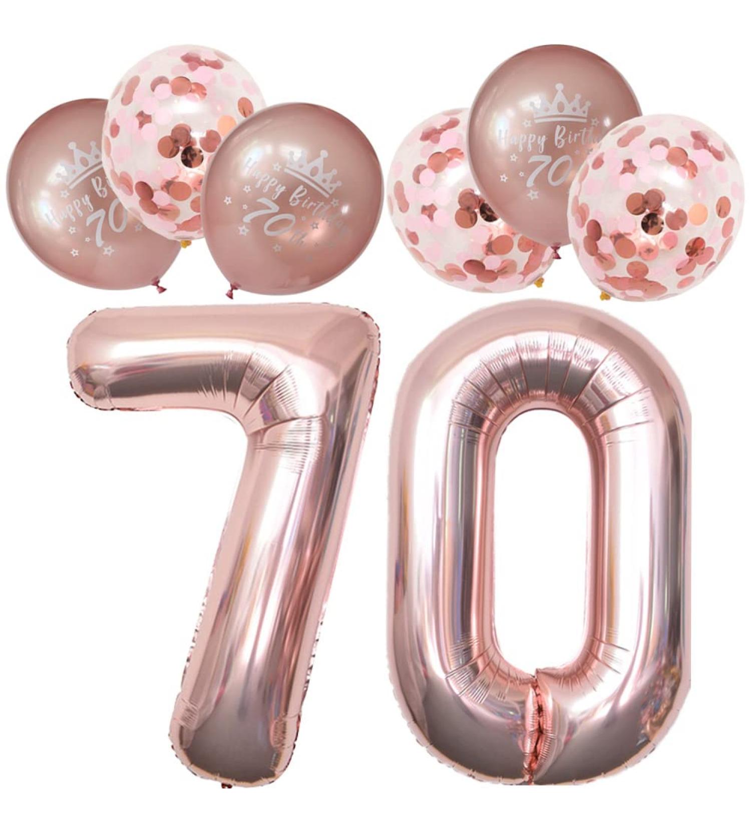 70th Birthday Decorations For Women, Rose Gold Jumbo Number 70th Birthday Balloons, Wine Red 70 Years Old Birthday Party Supplies Confetti Balloons Birthday Banner For Her Mum