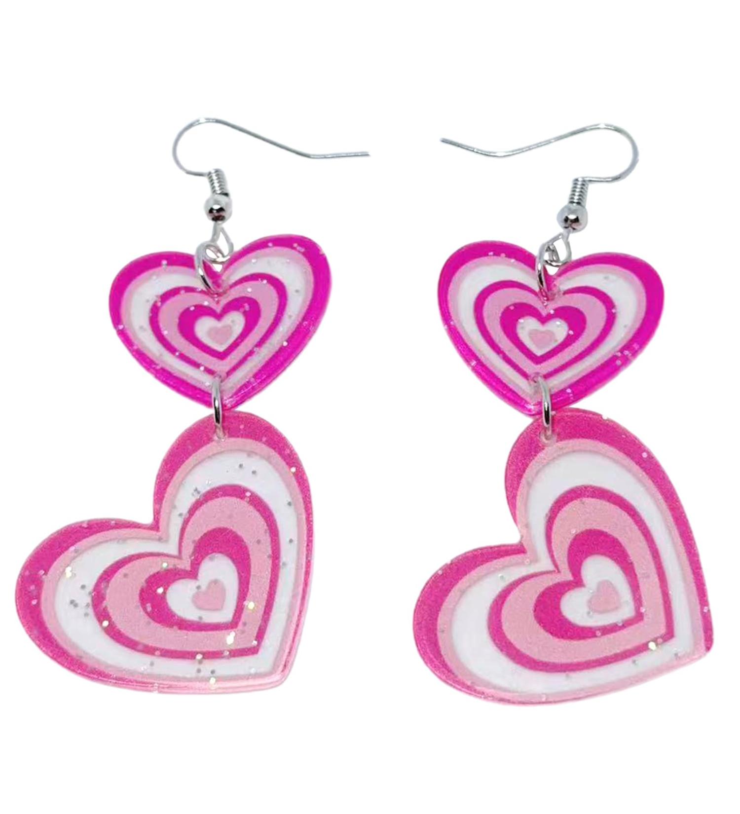 Buy Feylie Heart Earrings for Women | Hollow Glittering Cardiac Statement Earrings | Perfect Valentine's Day Gift | Light Acrylic Design - Buy Online on GoSupps.com