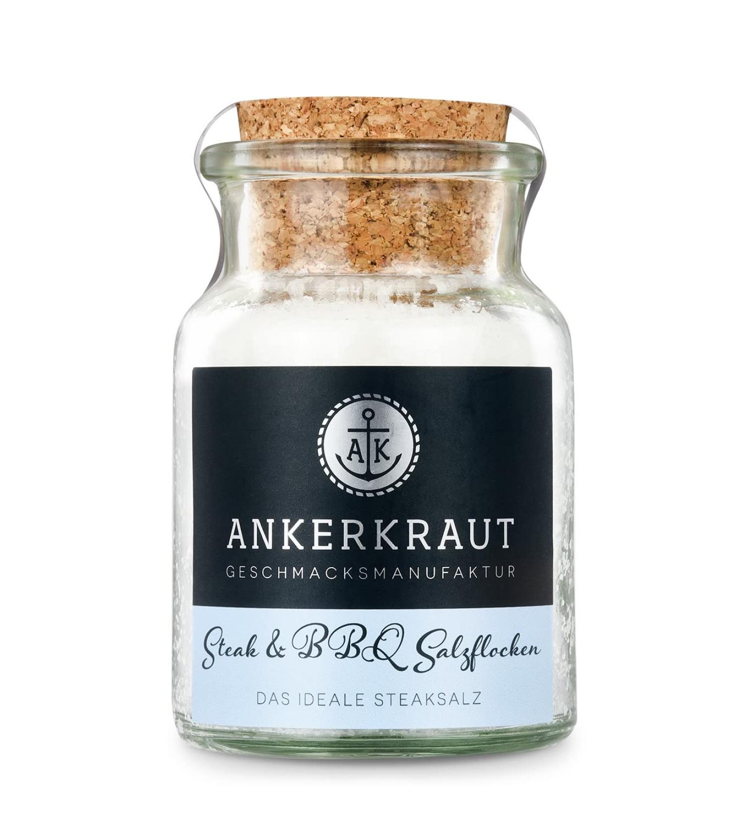 Anchor Cabbage Steak & BBQ Salt Flakes - 80g in Eco-Friendly Cork Glass | Perfect for Steaks Salads & Desserts | Gourmet Seasoning for International Shipping - Buy Online on GoSupps.com
