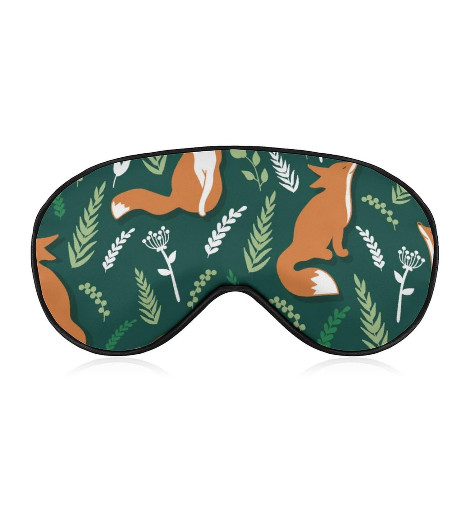 Foxes and Flowers Sleep Mask Eye Cover - Adjustable Strap, Blocks Light for Night Travel - Men and Women - Buy Online on GoSupps.com