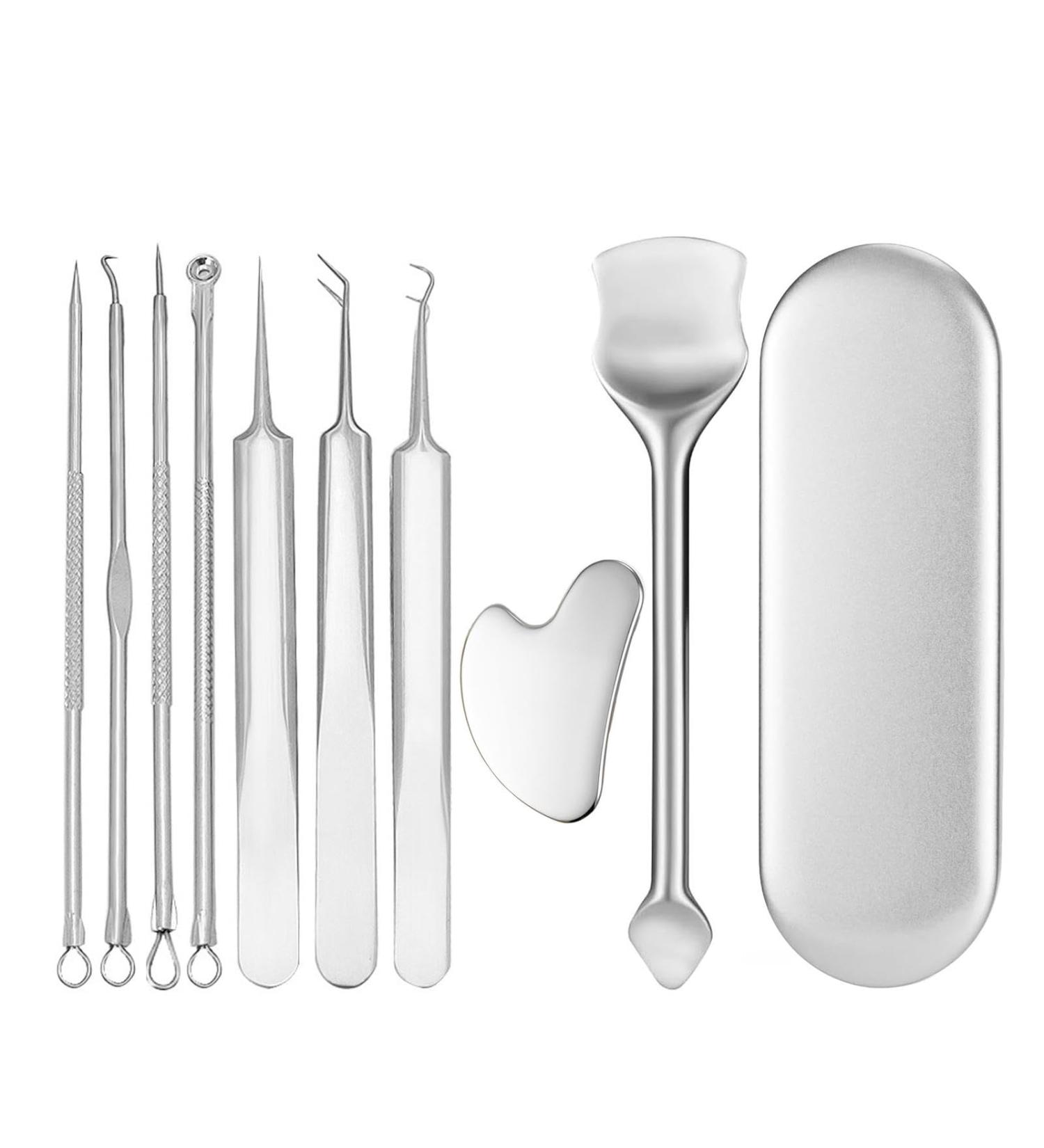 kisronda Blackhead Remover Tool Kit | Multipurpose Stainless Steel Comedone Extractor Tool Set Acnes Extractor Remover Tool Pimple Popping Tool Kit with Portable Case | for Facial Nose Cleaner - Buy Online on GoSupps.com