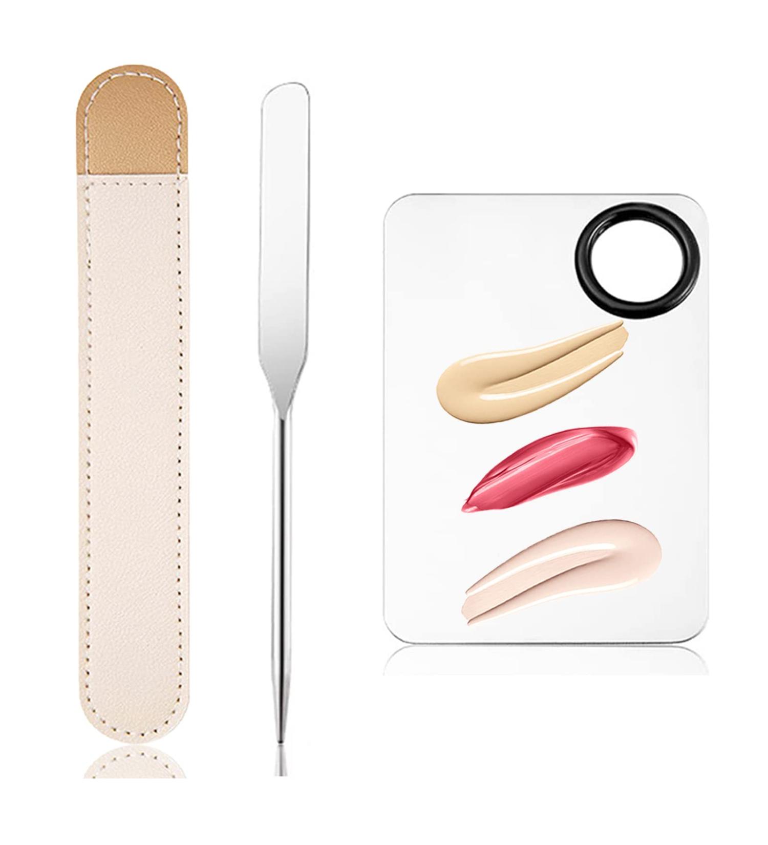 Korean Makeup Spatula & Palette Set | Professional Foundation Mixing Tool with Leather Cover - Buy Online on GoSupps.com