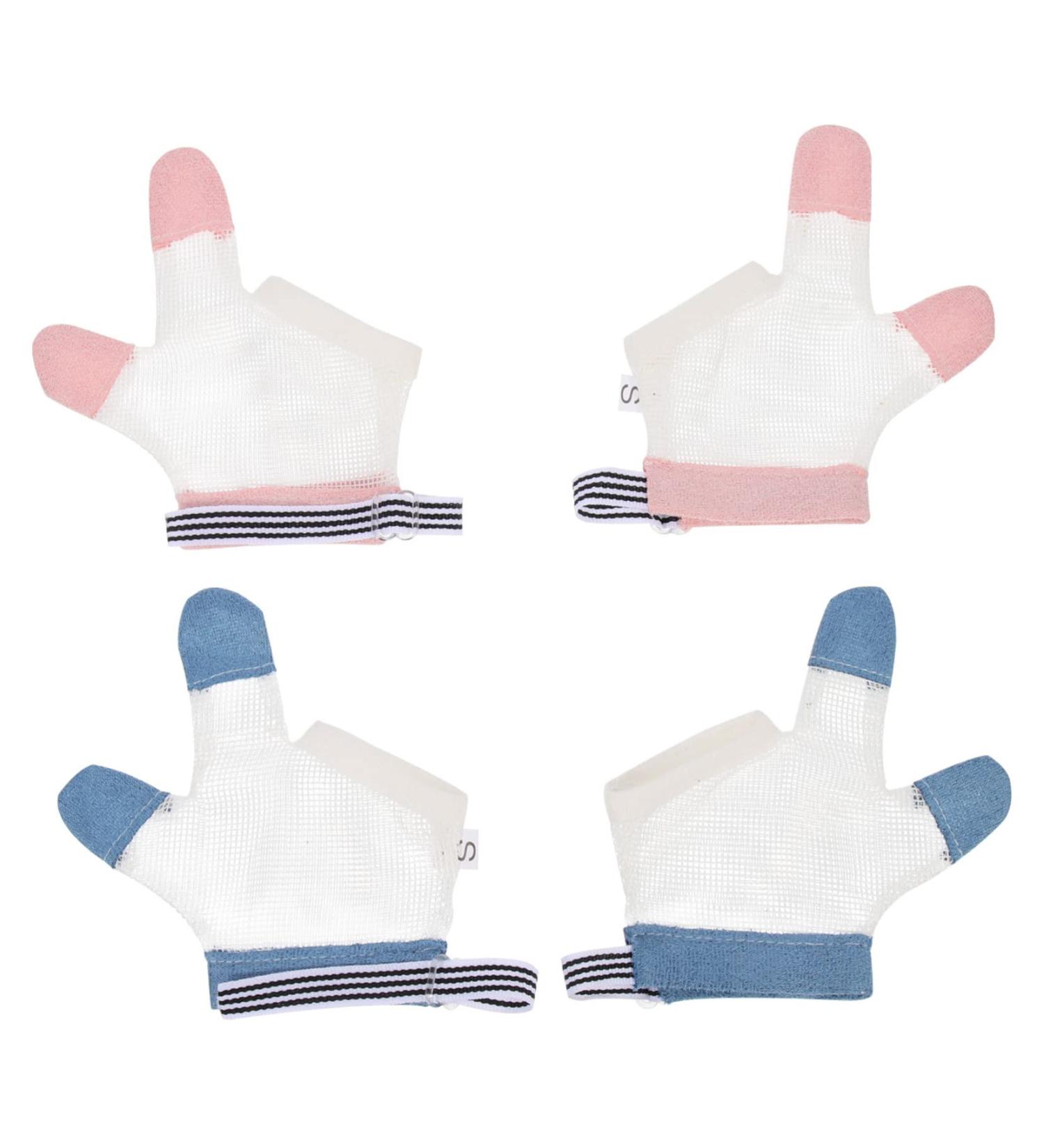 AOKWAWALIY Baby Mittens 2 Pairs Ring Biting Gloves Thumb Protector Kids Teething Mittens Finger Sucking Guard Correction Net Breathable Baby Kids Gloves - Buy Online on GoSupps.com