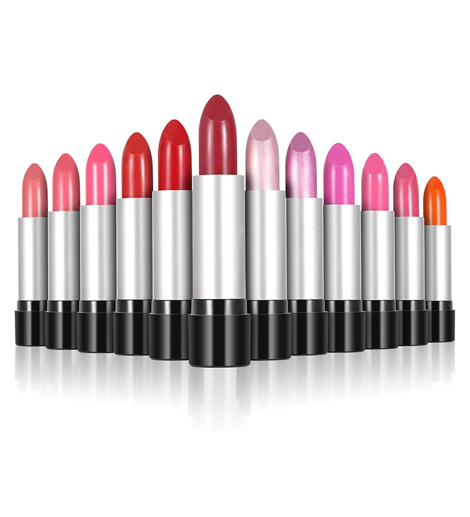 Decdeal H113 Pack of 12 long-lasting moisturizing lipsticks enriched with vitamins 3g each