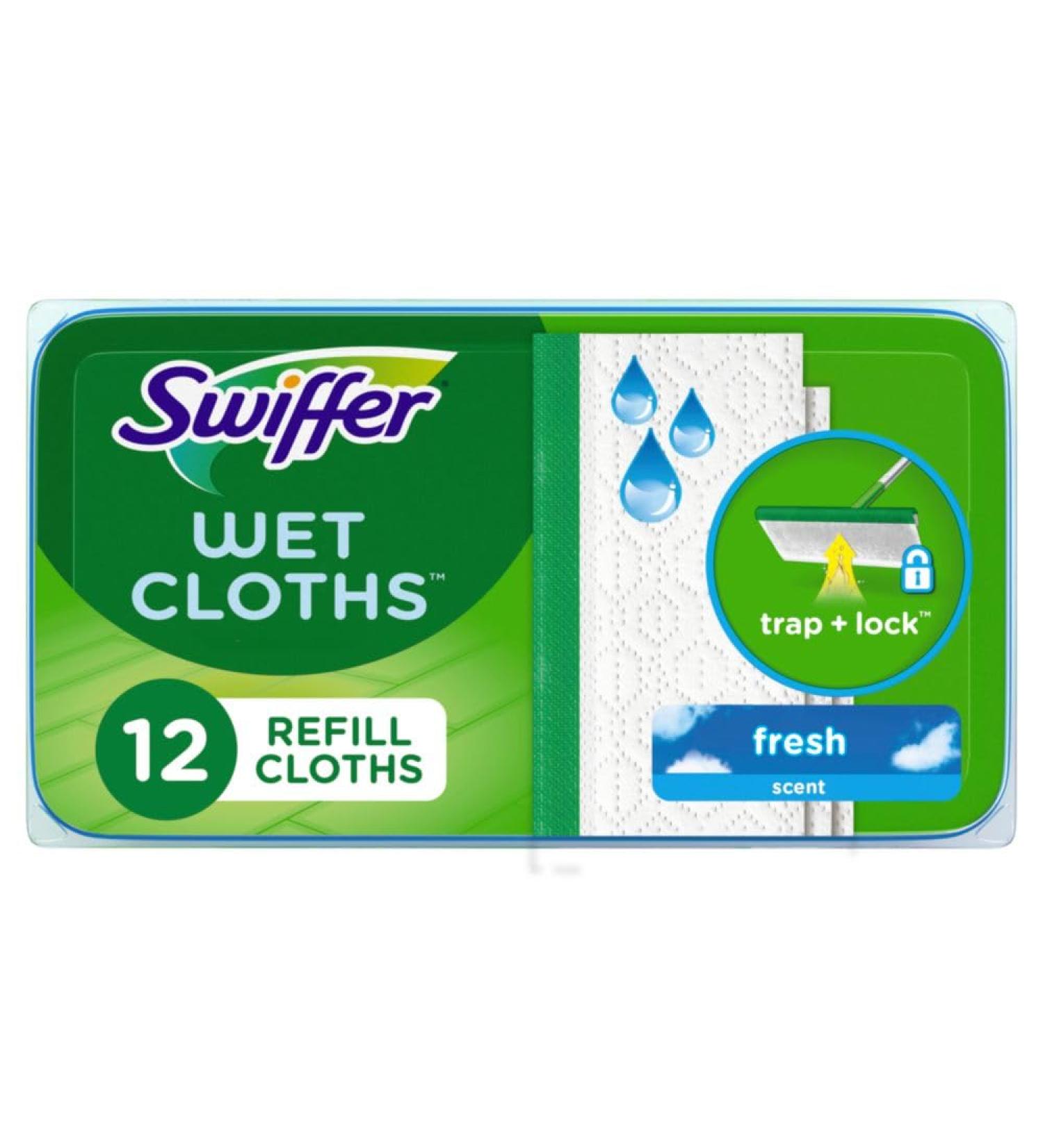 Swiffer Wet Mopping Cloth Refills for Floor Mopping and Cleaning Multi-Surface Floor Cleaner Fresh Scent 12 count - Buy Online on GoSupps.com