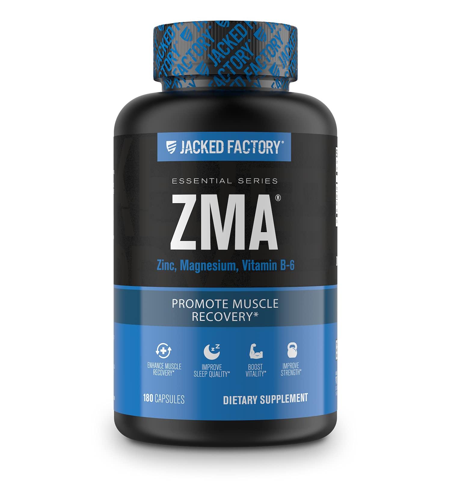 Jacked Factory ZMA Supplement - 180 Veggie Capsules - Sleep Support, Muscle Building, Workout Recovery - Buy Online on GoSupps.com