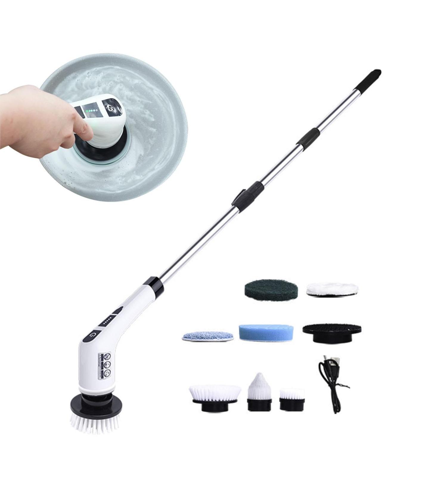 Cordless Cleaning Brush - Electric Rotating Scrubber for Bathroom Cleaning Cordless Lightweight Electric Brush with Retractable Long Handle Replaceable Heads - Buy Online on GoSupps.com