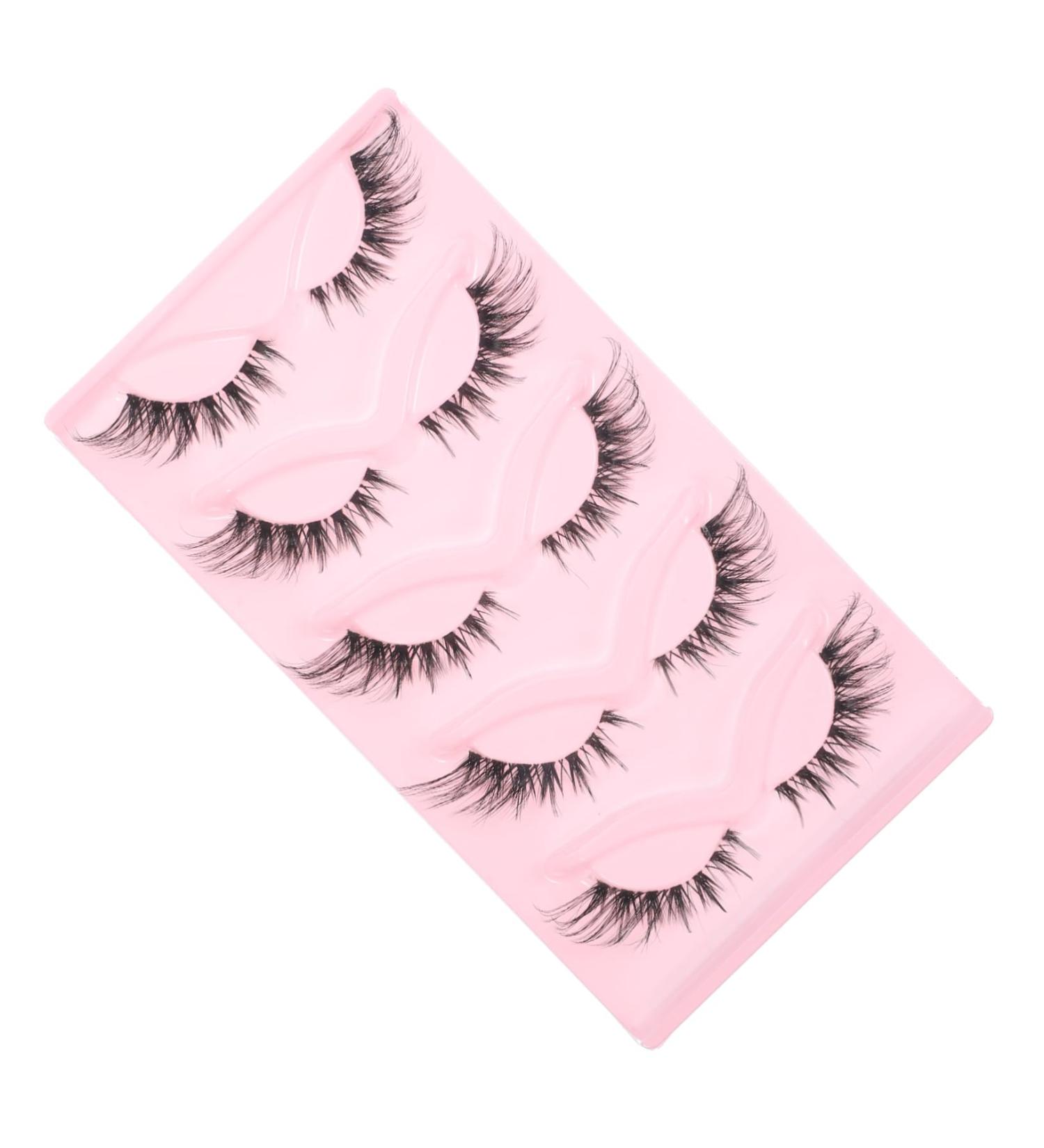 Beatifufu 5 Pairs False Lashes Fake Eyelashes Eye Lash Extension Eyes Lashes Eyelashes Natural Look Makeup Lash False Eyelash Strip Lash Strips Set Transparent Stem Artificial Fiber - Buy Online on GoSupps.com