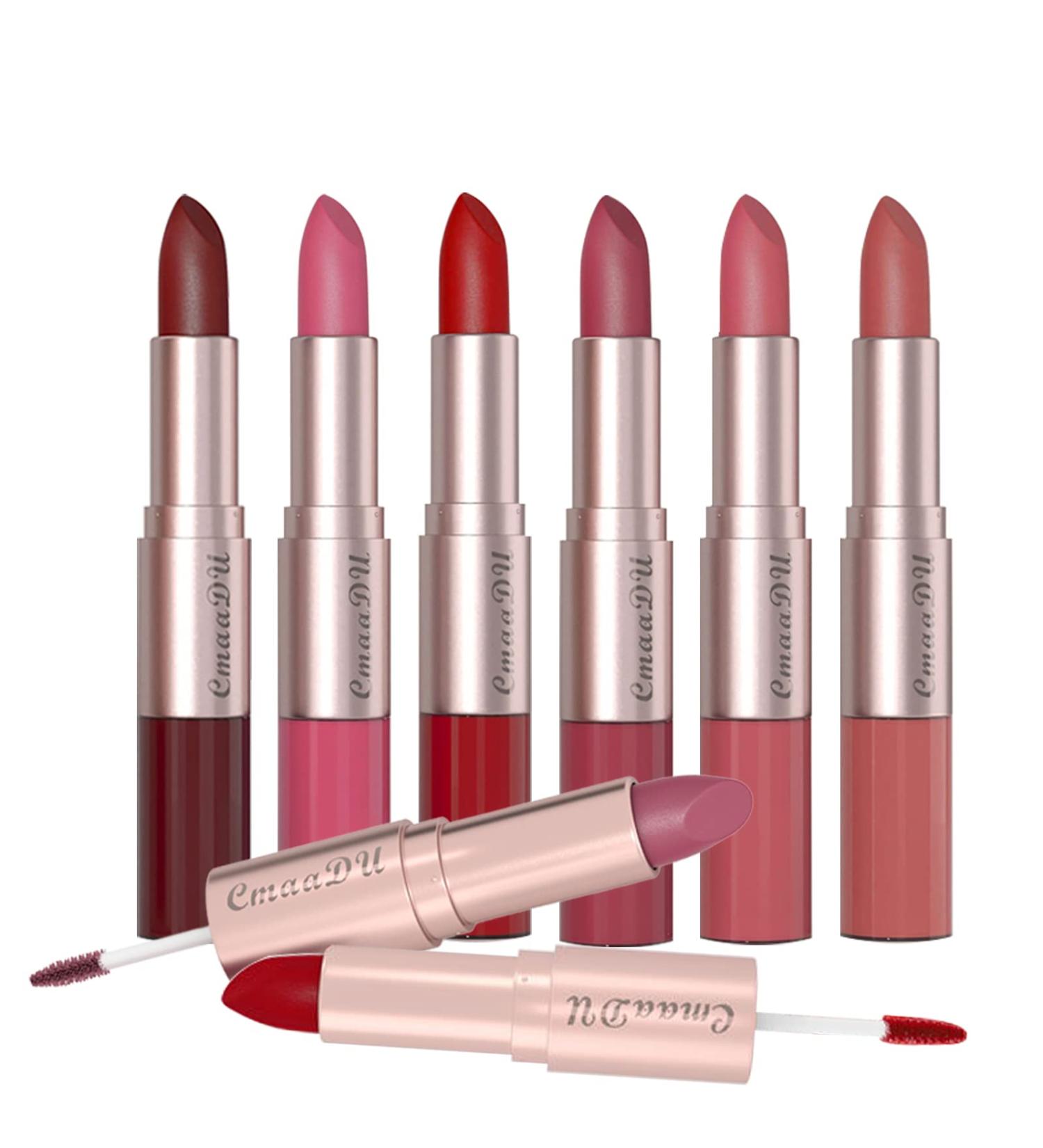 Buy 3 Pcs 2-in-1 Lipstick Lip Gloss Set - Waterproof Long Lasting Moisturizing Velvet Tint for Women | Durable Makeup Essentials - Buy Online on GoSupps.com