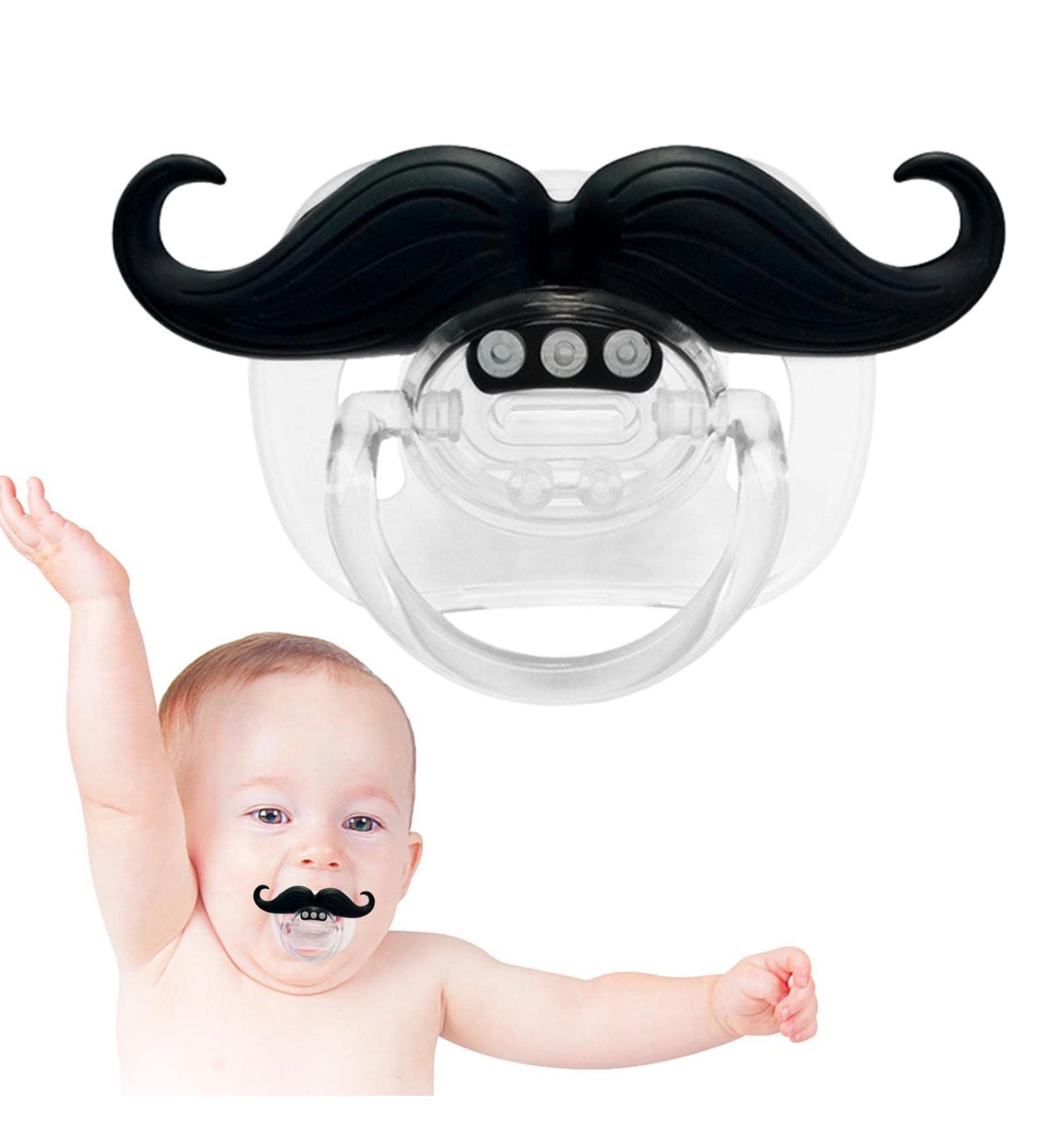 Funny Silicone Baby Pacifier with Beard & Mustache | Food-Grade Safe & Sustainable | Ideal for Babies & Toddlers - Buy Online on GoSupps.com