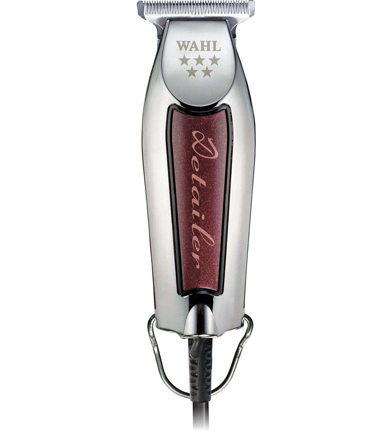 Wahl Wide Detailer Trimmer - Tondeuse filaire puissante avec lame en T extra large pour la finition des bords et le travail de d tail - chrome/bordeaux