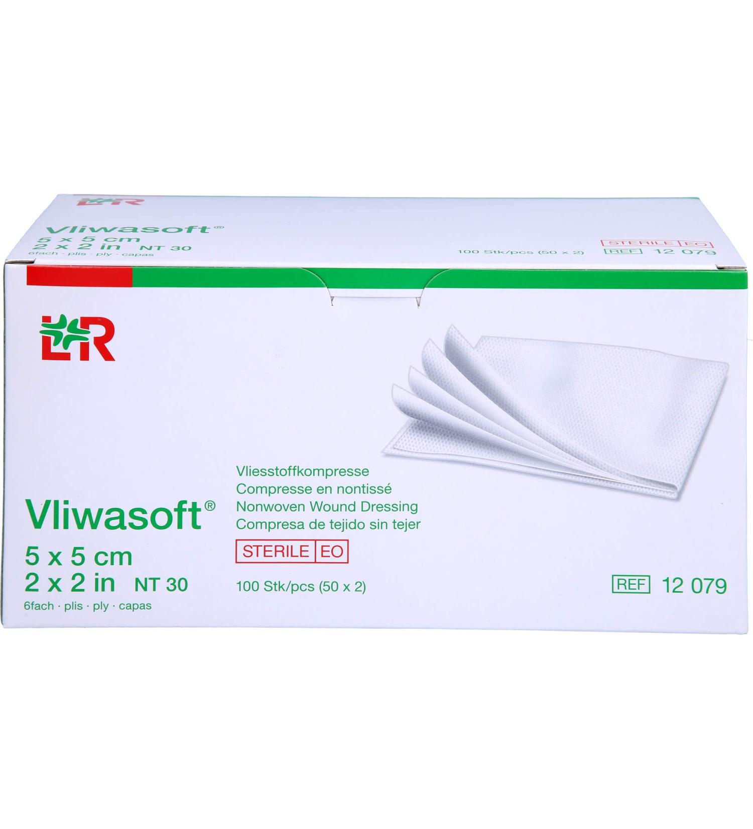 Vliwasoft Nonwoven Sterile Compresses 5x5 cm - Pack of 100 | Ideal for Wound Care - Fast International Shipping - Buy Online on GoSupps.com