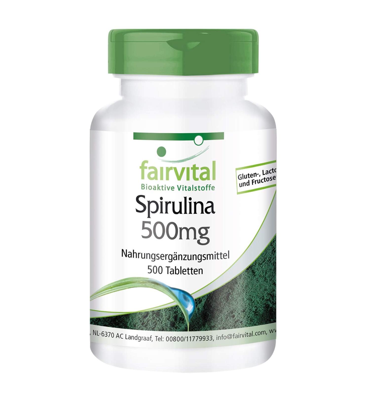 Fairvital Spirulina Tablets 500mg - High Dose Vegan Supplement | 500 Tablets - Pure Spirulina Platensis No Additives - Buy Online on GoSupps.com