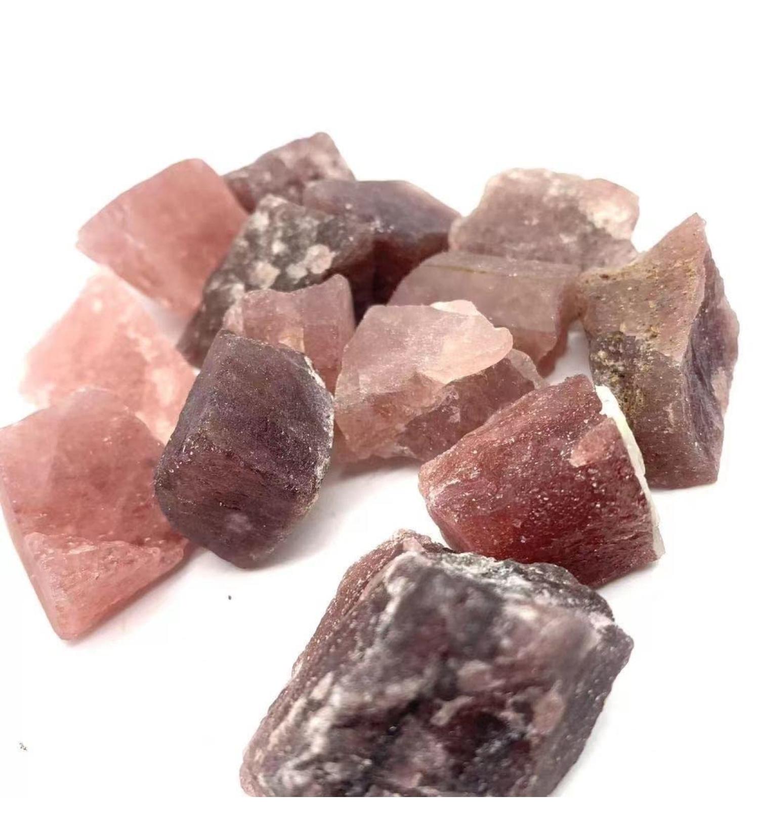 Natural Crystal Rough Natural Crystals and Stones Natural Raw Gemstone Red Strawberry Quartz Crystal Material Stone 300g for Decoration QINTINYIN - Buy Online on GoSupps.com
