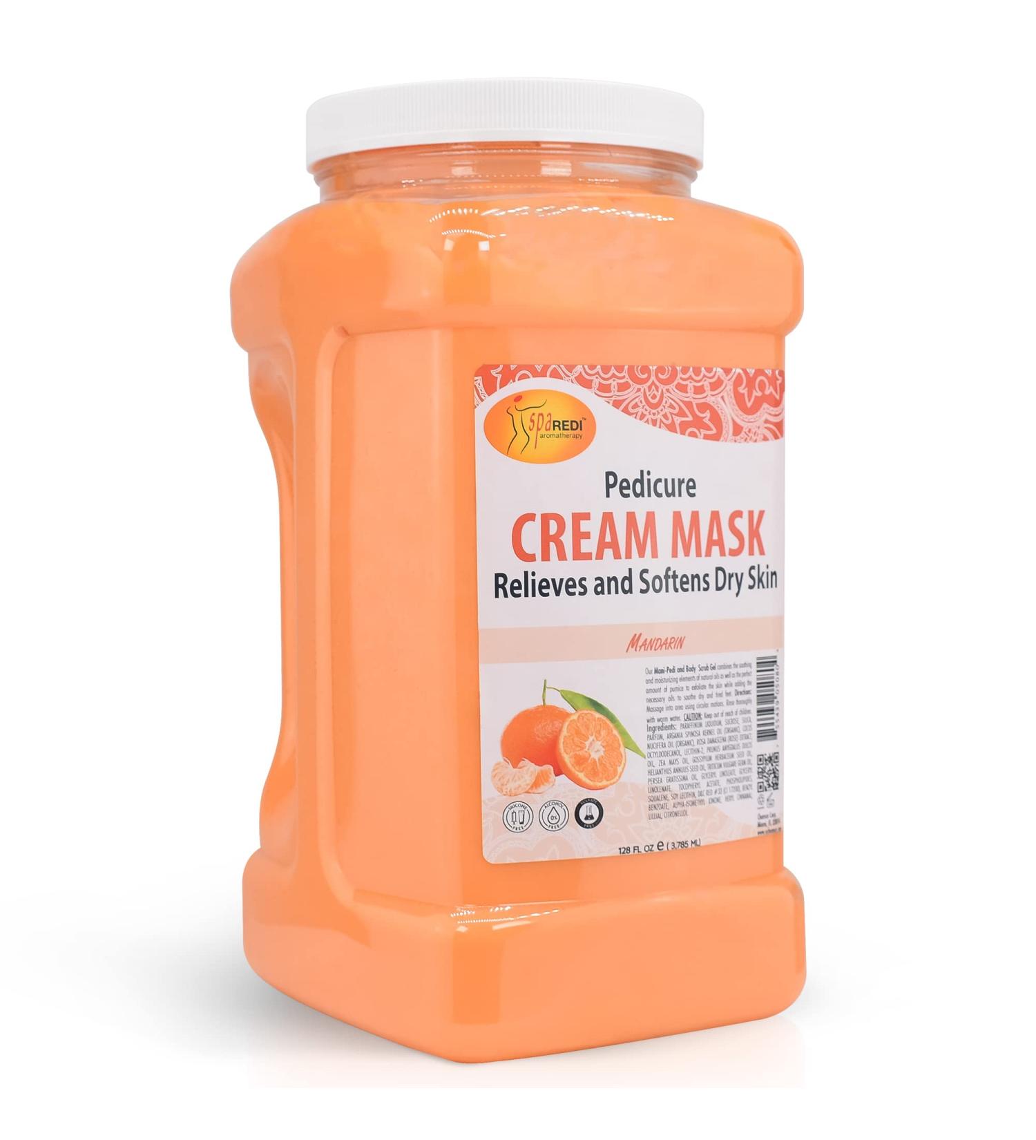 SPA REDI - Body and Foot Cream Mask  Mandarin  128 Oz - Pedicure Massage for Tired Feet and Body  Hydrating  Fresh Skin - Infused with Hyaluronic Acid  Amino Acids  Panthenol  Comfrey Extract