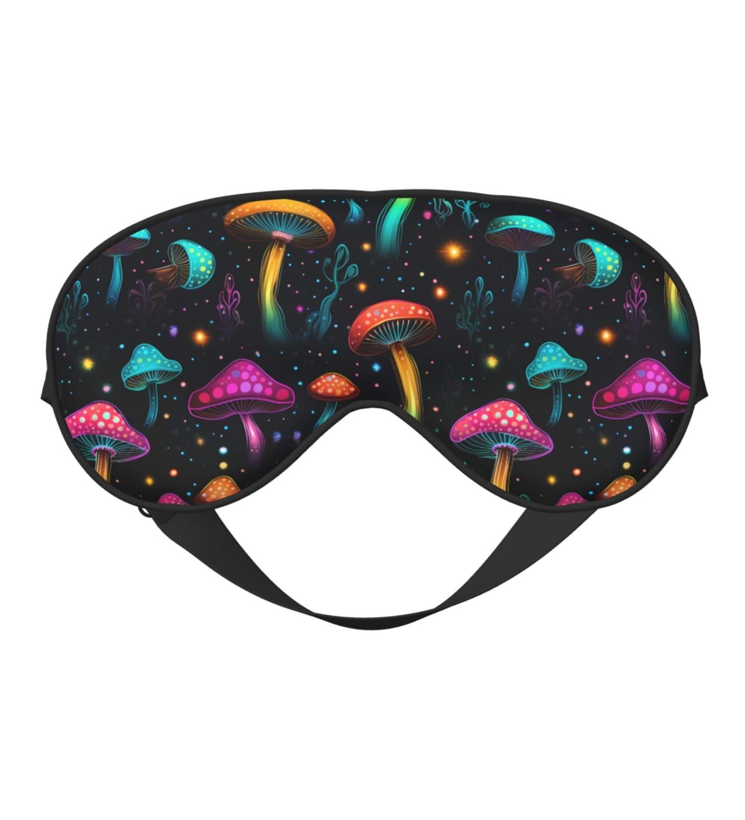 Colorful Mushroom Sleep Mask | Soft Adjustable Eye Covers for Travel & Sleep | Blackout Mask for Men & Women - Buy Online on GoSupps.com