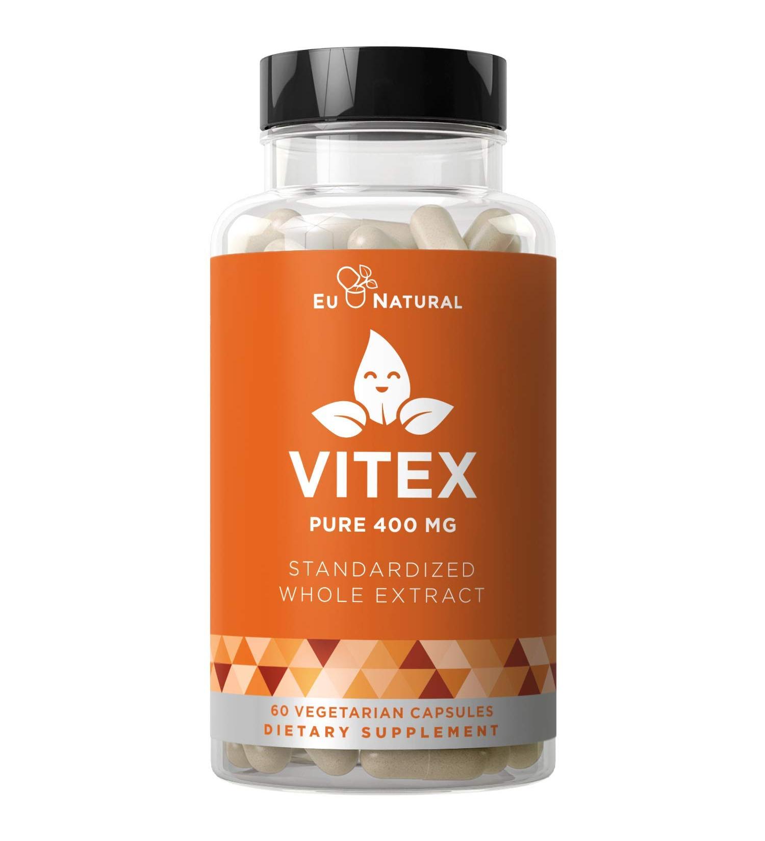 Eu Natural Vitex 400mg - Pure Chasteberry for PMS Support & Hormone Balance - 60 Capsules - Buy Online on GoSupps.com