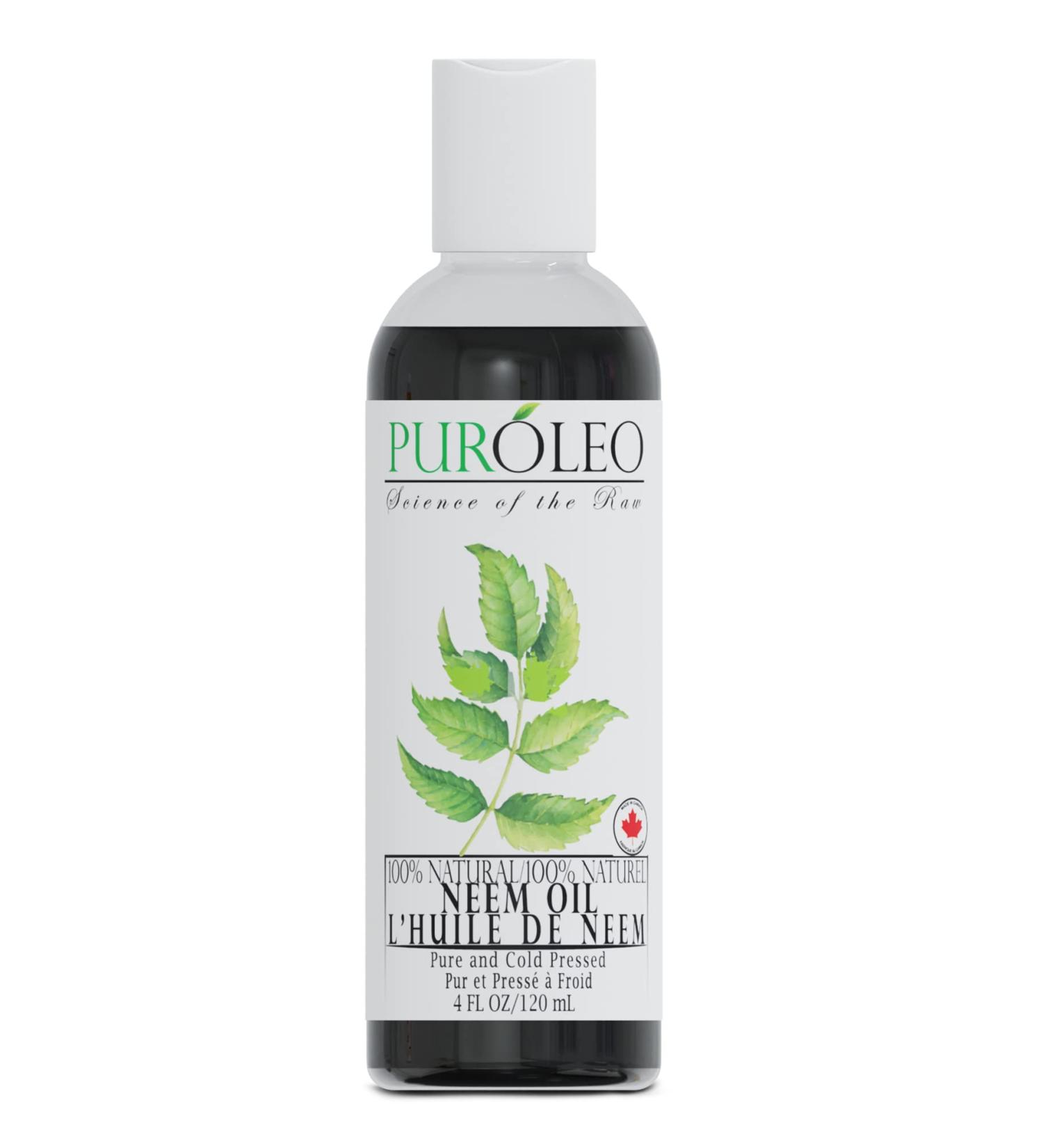 Puroleo Neem Oil 100% Pure (MADE IN CANADA) | Cold Pressed Unrefined Neem Oil (4 Fl Oz) - Natural & Chemical-Free Multipurpose Solution - Buy Online on GoSupps.com