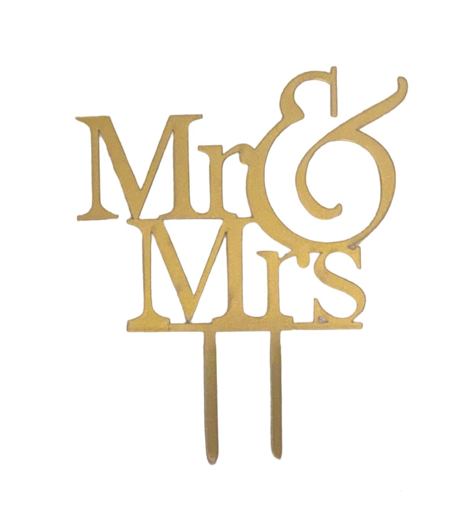 Gold Acrylic Mr & Mrs Cake Topper - Elegance for Wedding Celebrations