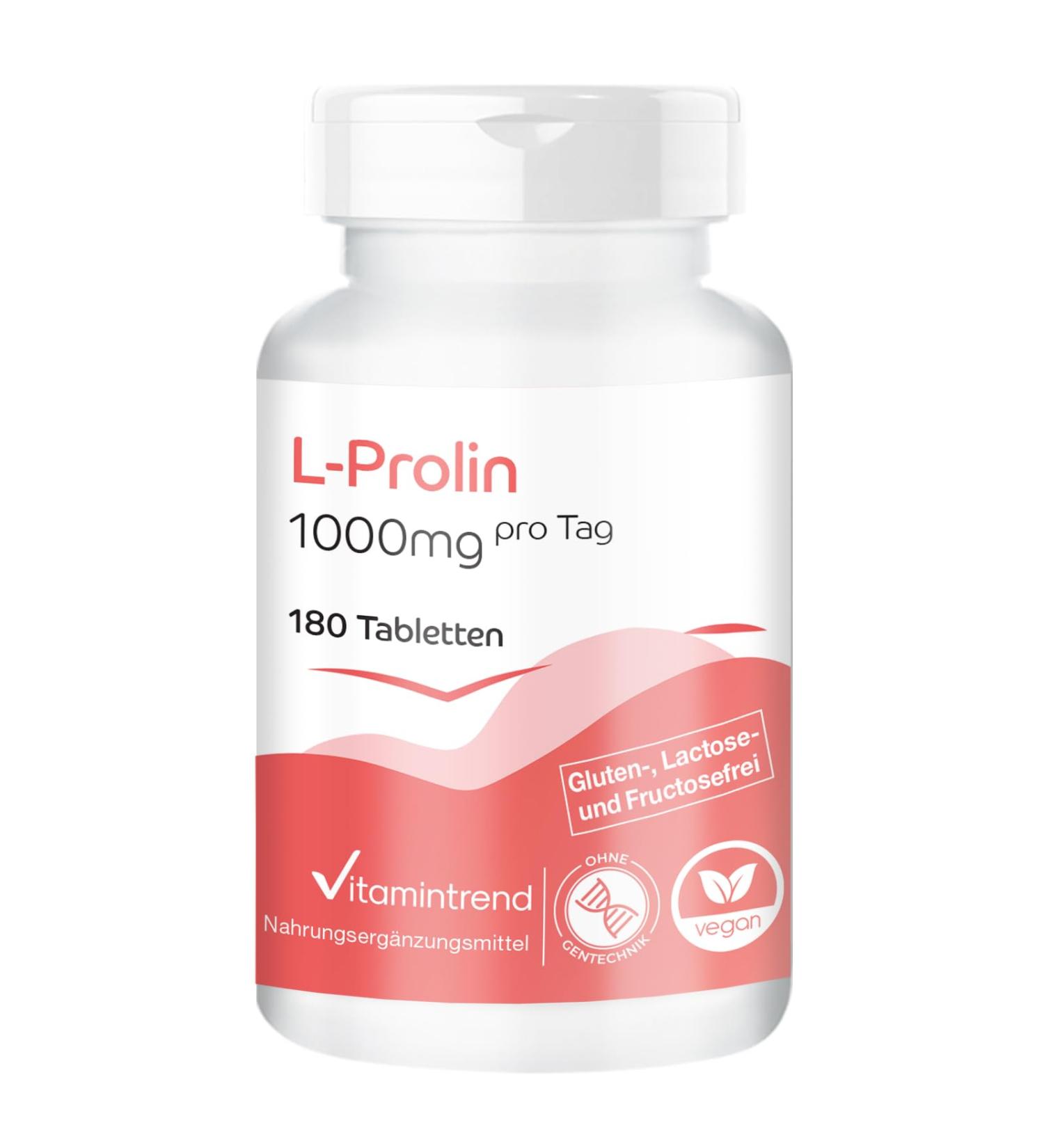 Vitamin trend Lproline 1000mg 180 vegan tablets STOCK FOR 3 MONTHS Highdose amino acid Vitamintrend - Buy Online on GoSupps.com
