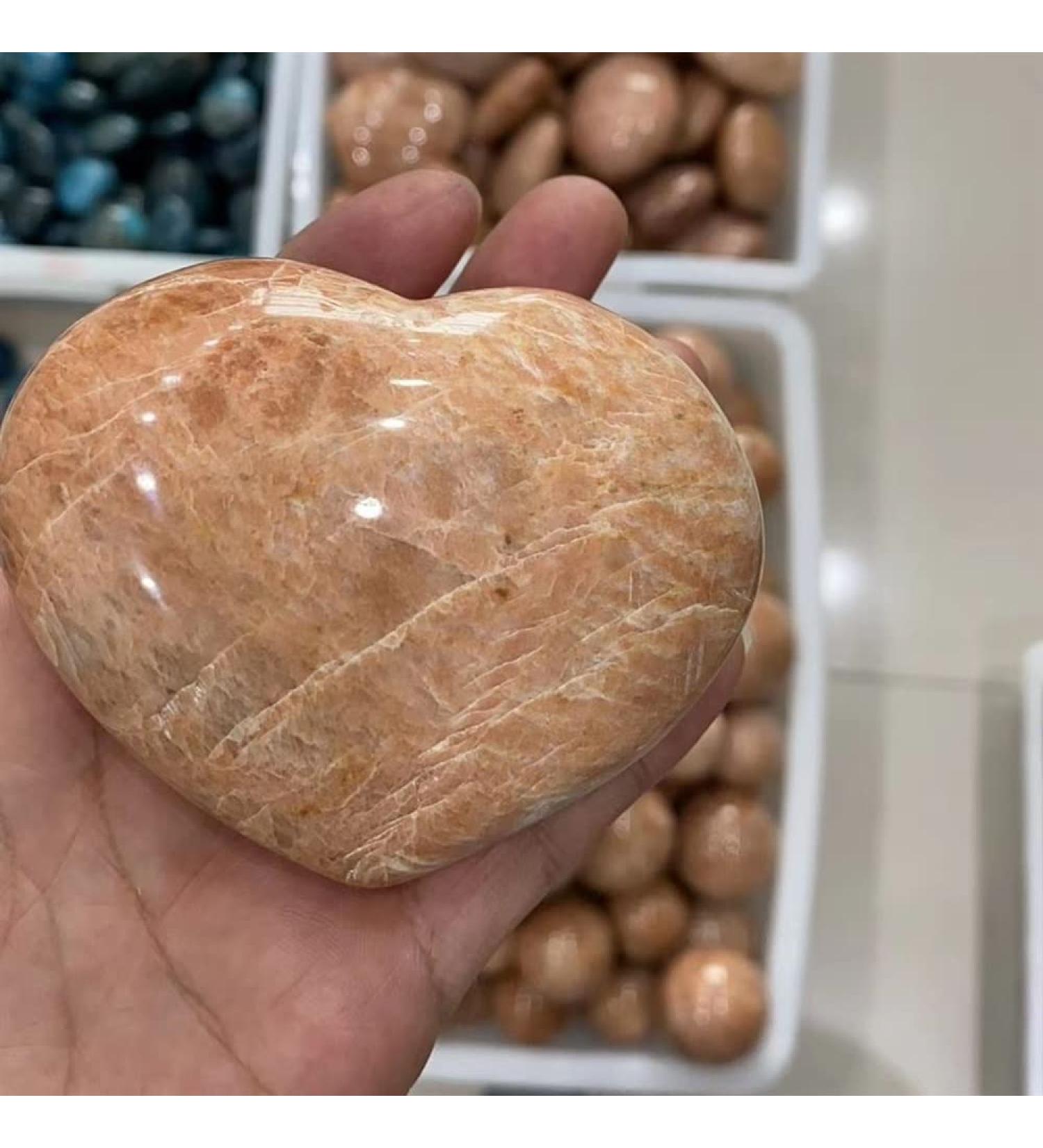 Home Natural Orange Moonstone Heart Stone Specimen Spiritual Crystal Ornament 1pcs Full of Texture (Size : 200-250g) - Buy Online on GoSupps.com