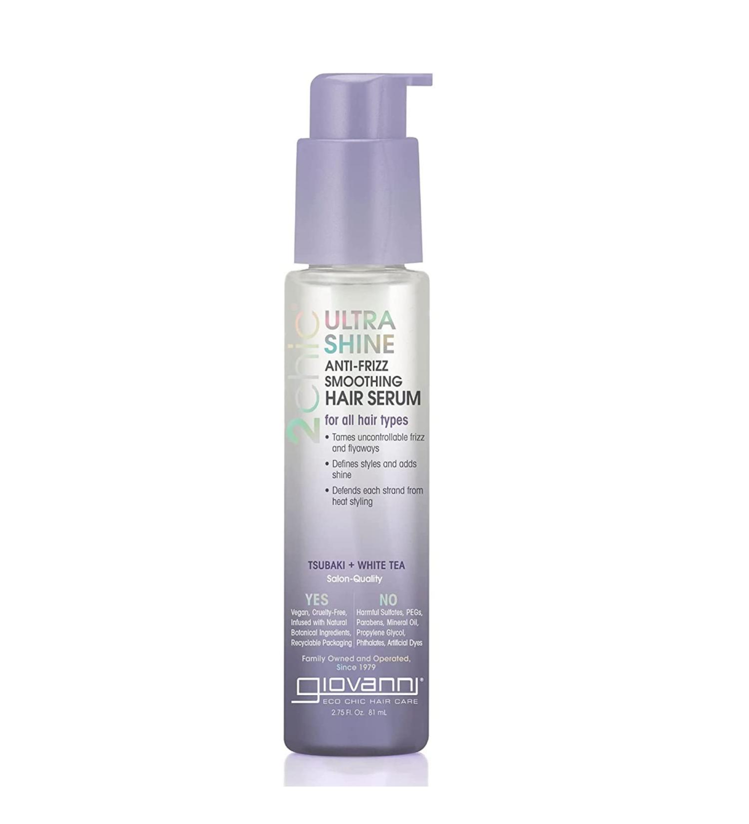 Giovanni 2chic Ultra-Shine Anti-Frizz Hair Serum - Tsubaki Seed Oil & White Tea 2.75 oz | Smooths Tames Frizz for All Hair Types - Buy Online on GoSupps.com