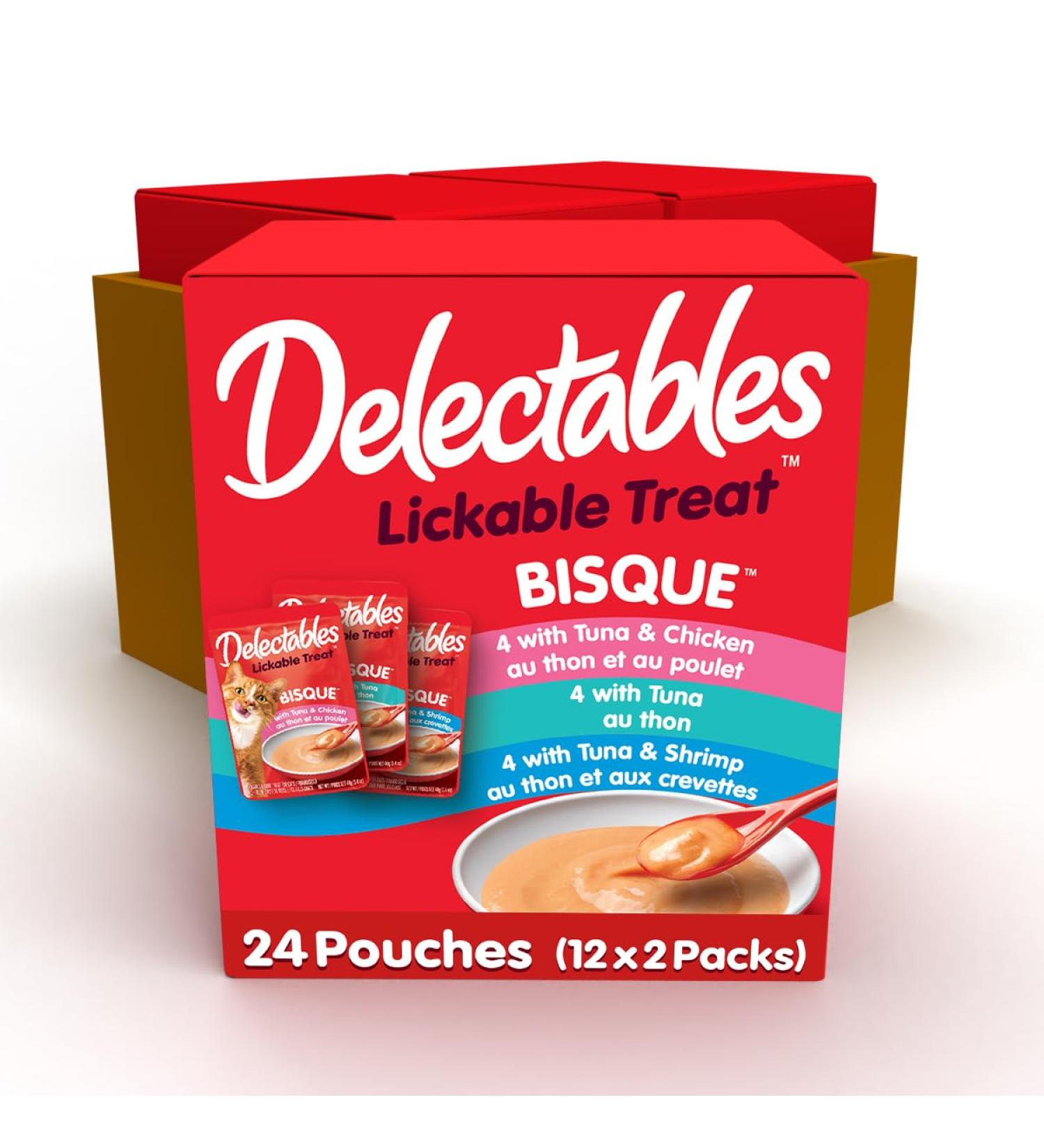 Hartz Delectables Bisque Lickable Wet Cat Treats Variety Flavours 24 Pack Variety Flavour 1 g (Pack of 24) - Buy Online on GoSupps.com