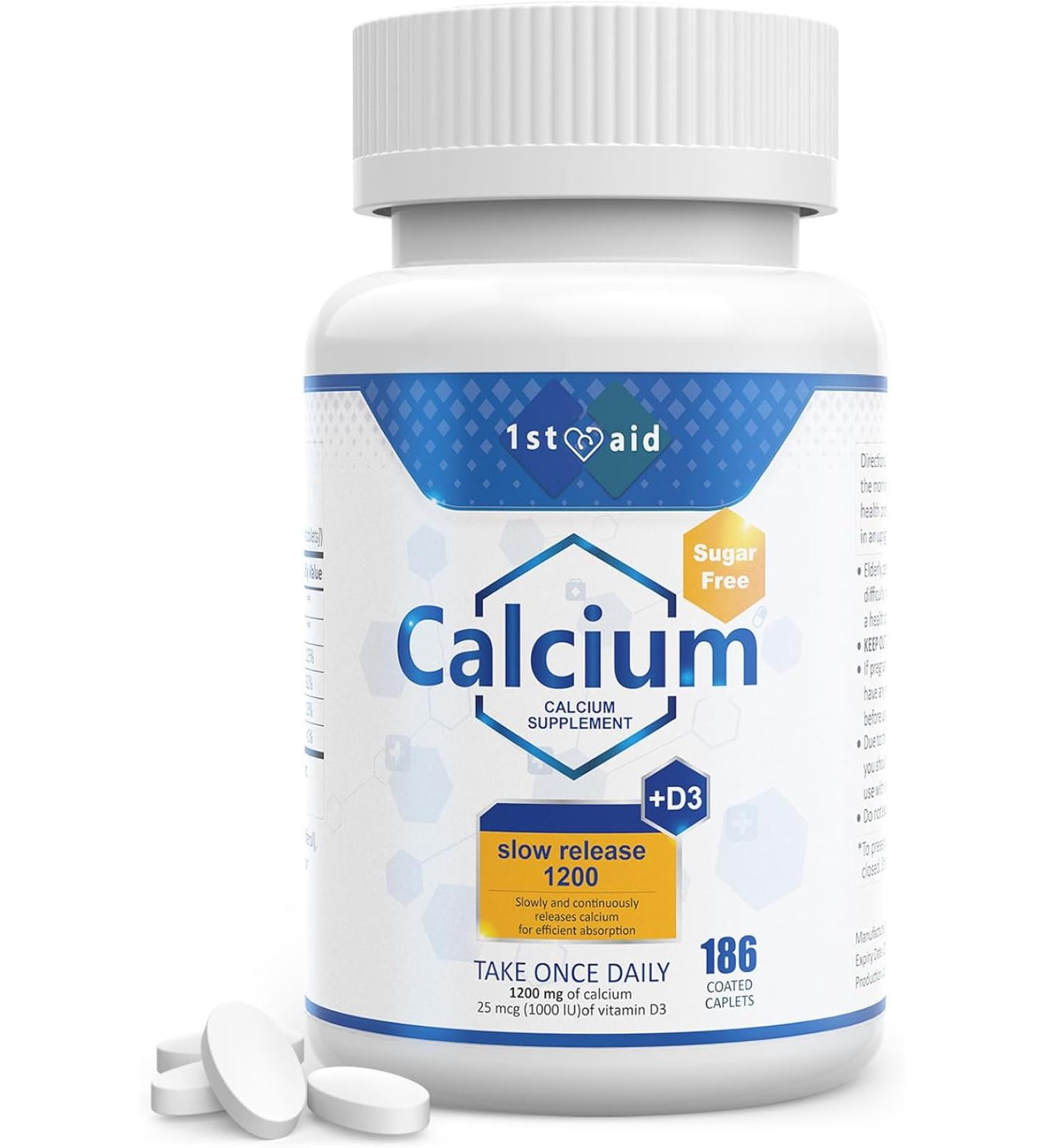 1st Aid Calcium-Supplement Women-Men - 186 Coated Caplets - Buy Online on GoSupps.com