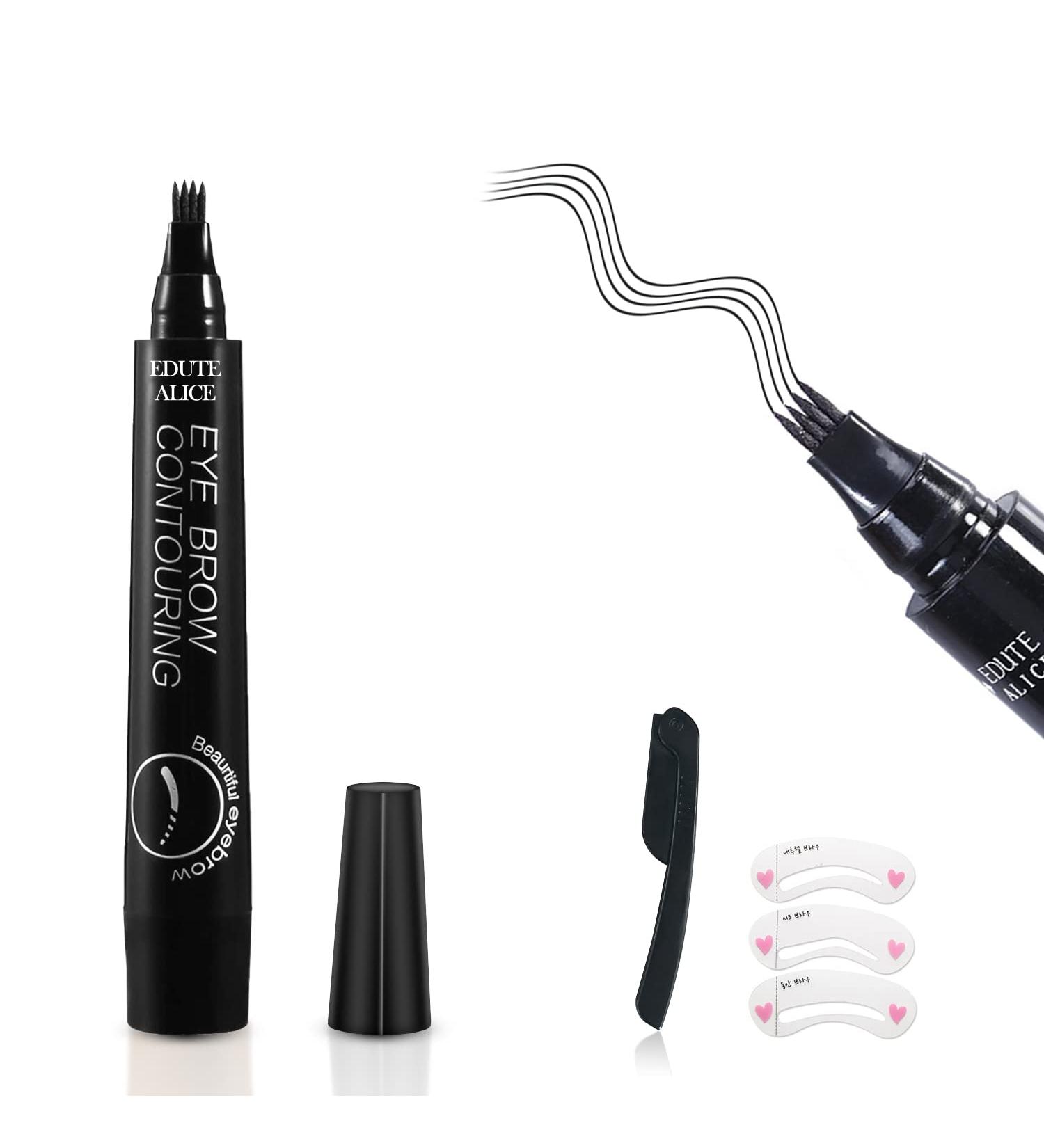 Waterproof Microblade Eyebrow Tattoo Pen - Black Brow Pencil with Micro-Fork Tip for Natural Looking Eyebrows - Gift Included - Buy Online on GoSupps.com