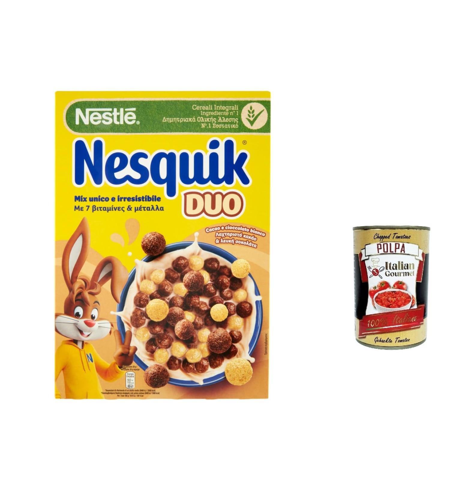  Italian Gourmet E.R. Nesquik Cereals Duo Cereal Chocolate Balls and White Chocolate Balls 325g + Italian Gourmet Polpa 400g - Buy Online on GoSupps.com