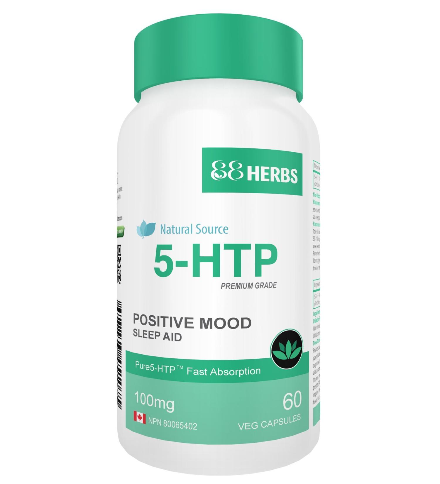 5-HTP - Pharmaceutical Grade Purity - All Natural Source - Quick Release - No Magnesium Stearate - 100mg (per cap) - 60 Vegetarian Caps - Buy Online on GoSupps.com