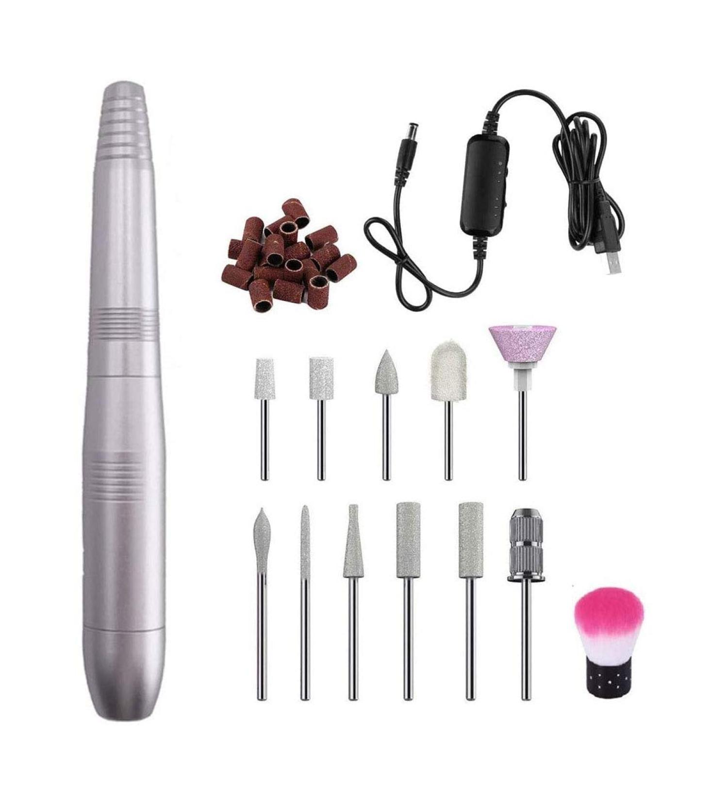 Oladfiop Electric Nail File Kit Protable Nail Drill Electric Manicure Tools for Home Use DIY Nail Art Nail Salon Silver - Buy Online on GoSupps.com