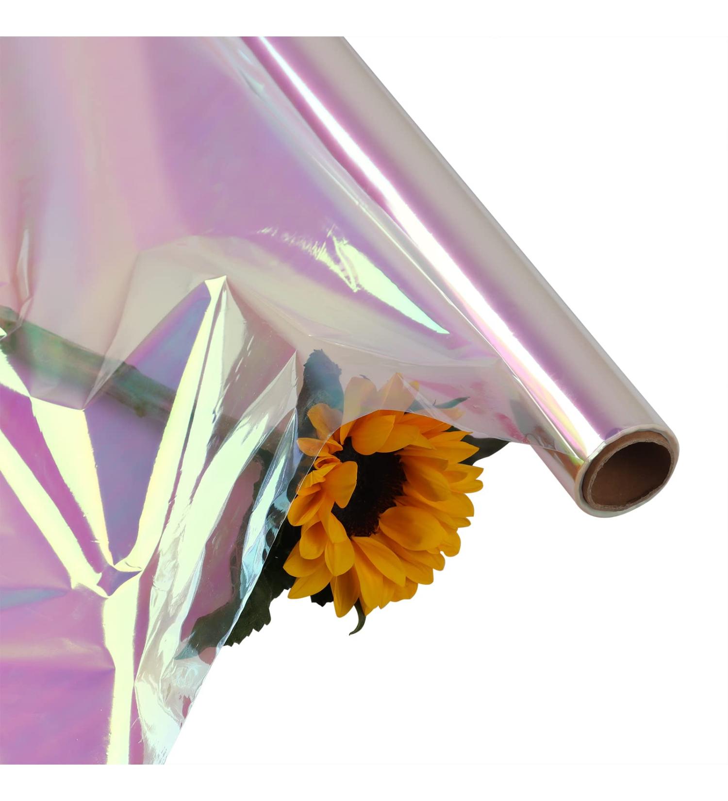 HOEAZGIF Iridescent Film Cellophane Wrap Paper Rainbow Color 34 Inch X 50 Ft Rainbow Color Cellophane Wrap Paper for Mother's Day Birthday Holiday Christmas Gift Candy Package Flower Wrapping Pink - Buy Online on GoSupps.com
