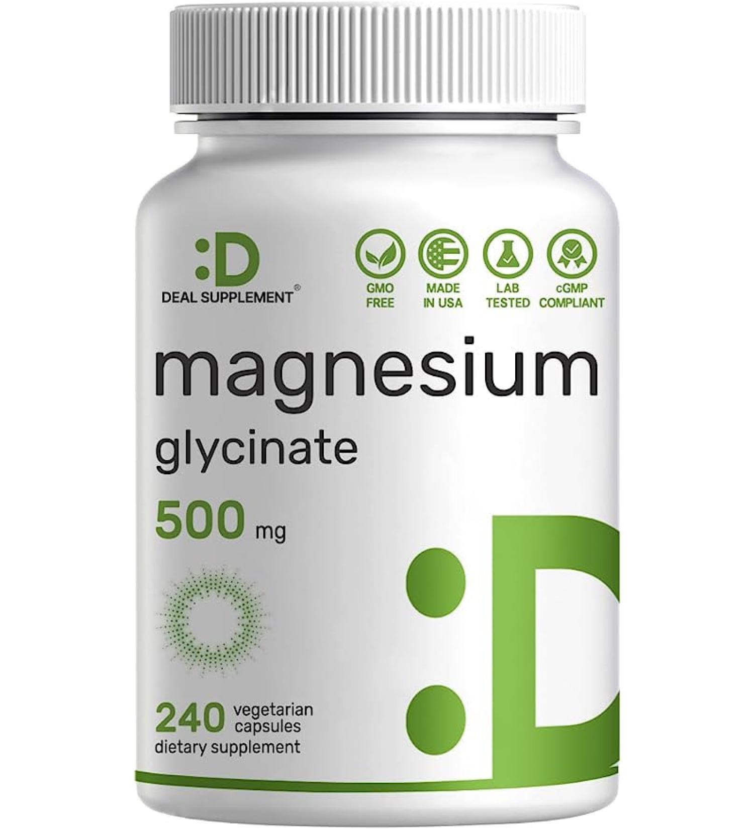 Premium Magnesium Glycinate 500mg Capsules | Chelated & Highly Purified Essential Mineral for Muscle  Joint  Heart & Digestive Health - 240 Veggie Caps - Buy Online on GoSupps.com