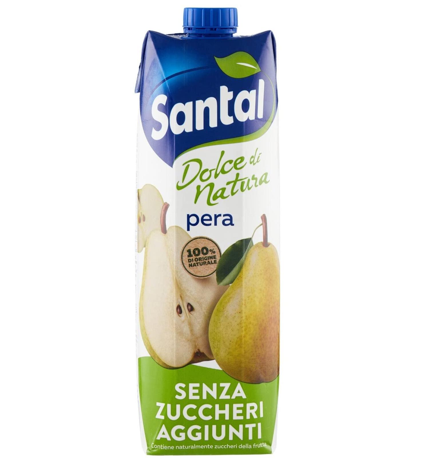 Parmalat Santal Succo di Frutta Pera Dolce di Natura Zero Zuccheri Aggiunti pears fruit juice zero added sugar Refreshing drink Tetrapack 1000 ml - Buy Online on GoSupps.com