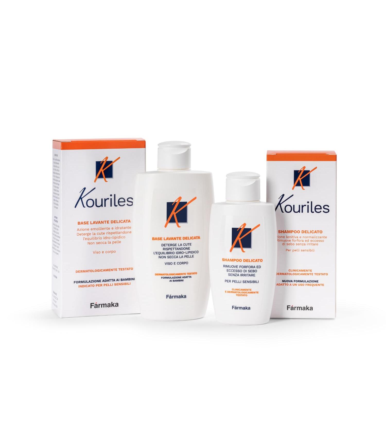  Kouriles Kouriles Gentle Shampoo for Sensitive Skin Prone to Dermatitis Irritation Scalp 100ml and Cleansing Base for Sensitive Skin Gentle Cleanser for Kids 200ml - Buy Online on GoSupps.com