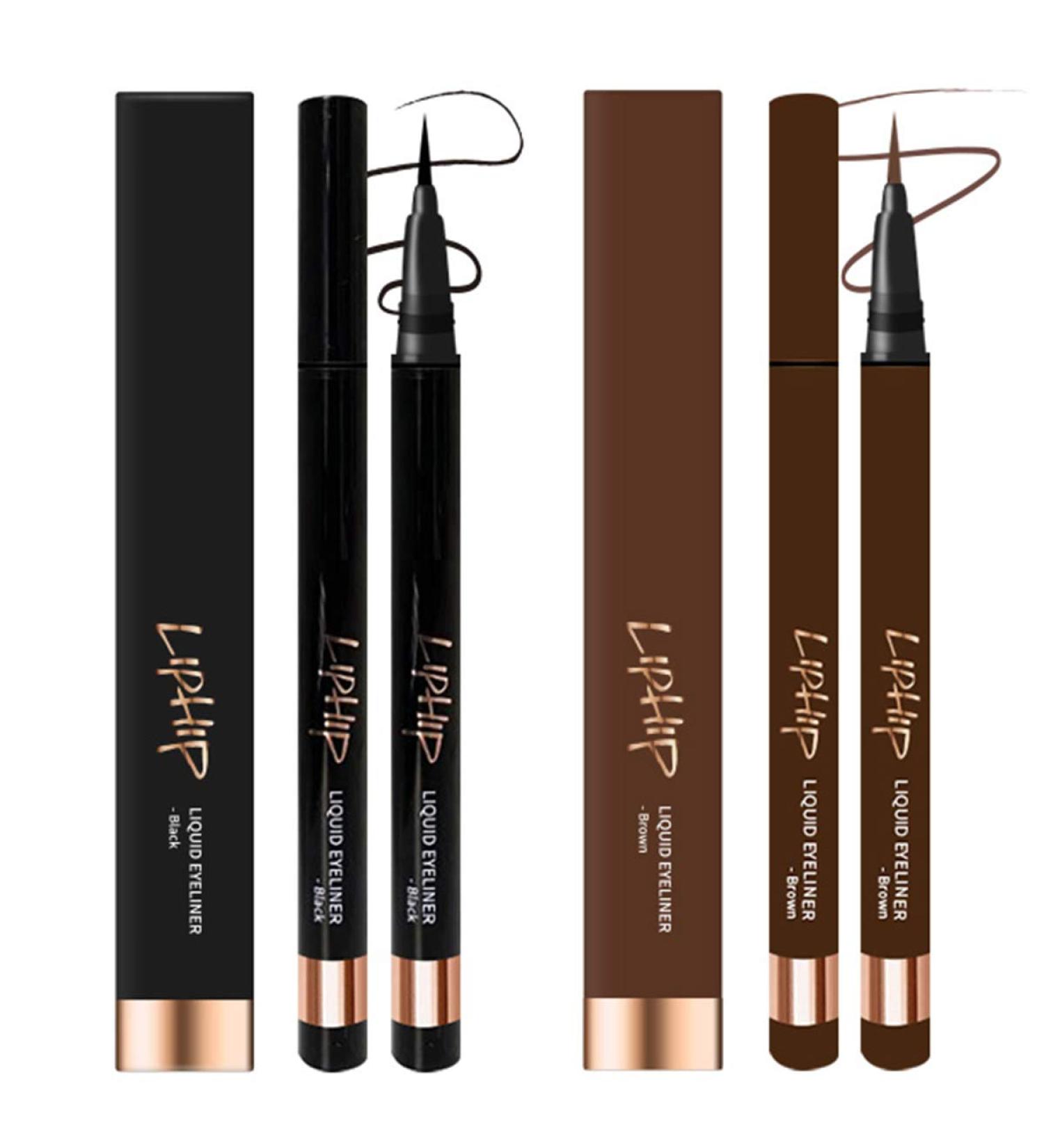 LIPHIP Smudge-Proof Liquid Eyeliner Pen - Natural Brown | Fine-Tip Waterproof Formula - Buy Online on GoSupps.com