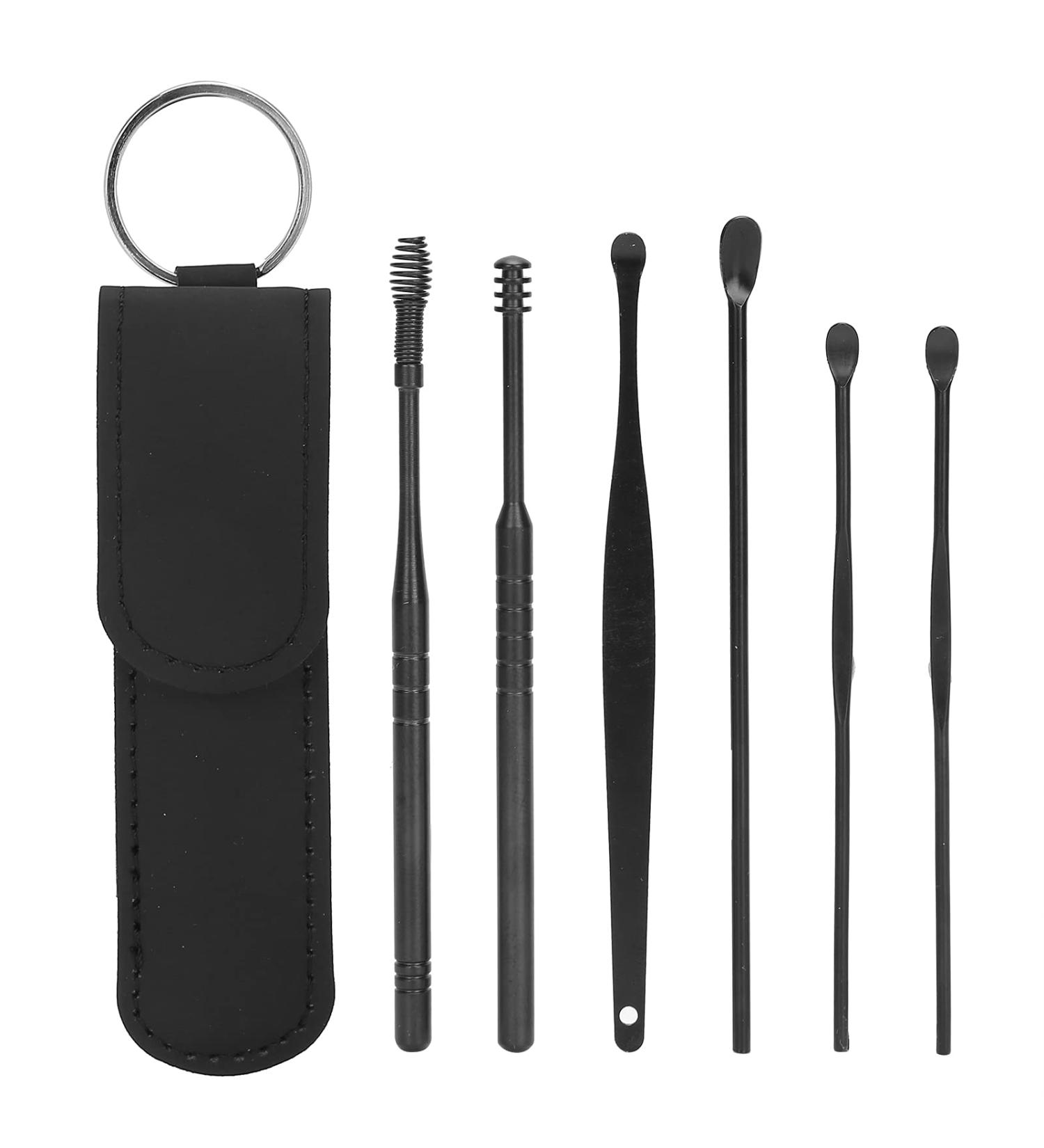 Portable Earwax Removal Set - U Shape & Spiral Ear Spoon Cleaner Tools (Black) - Buy Online on GoSupps.com