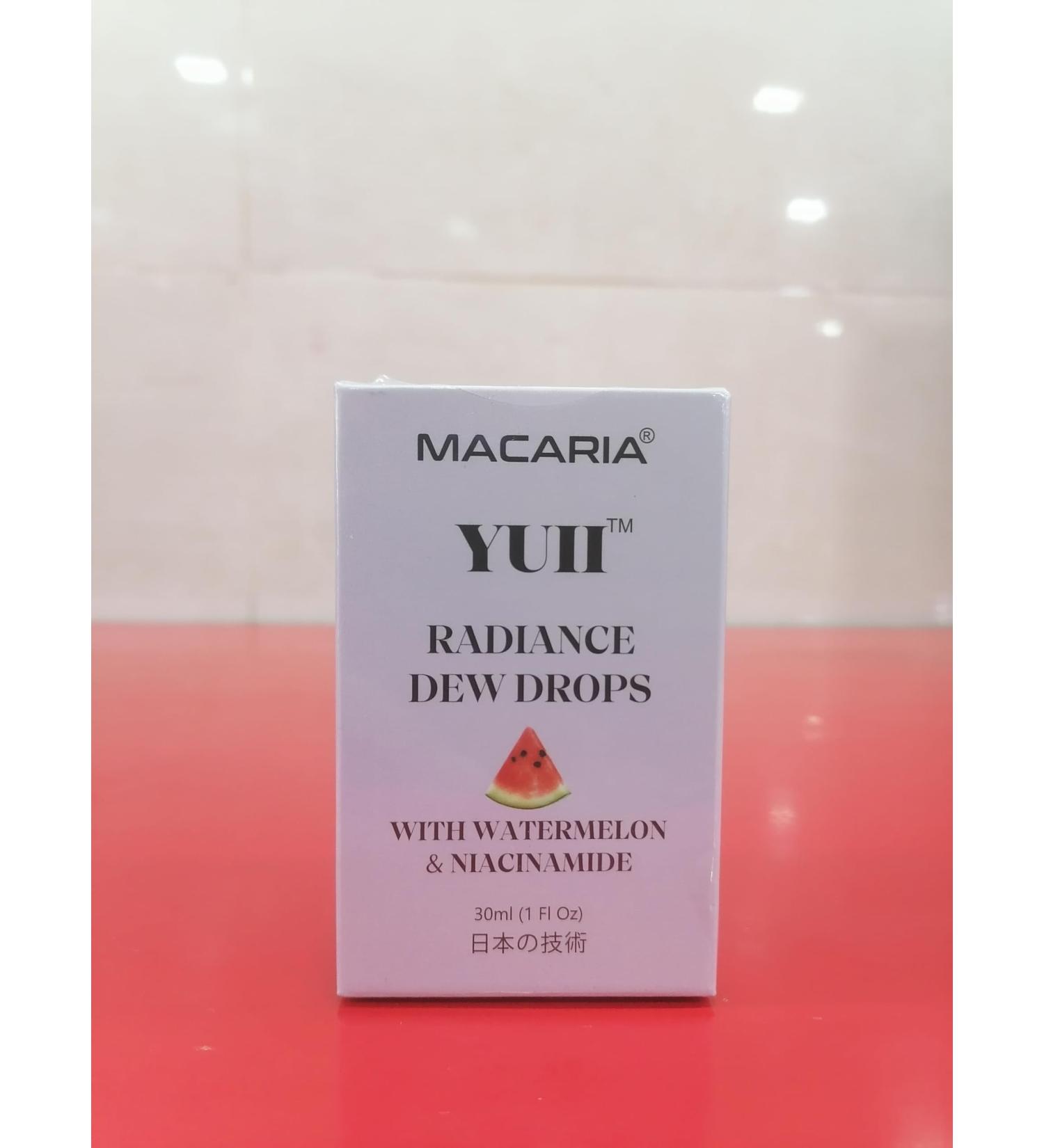 MACARIA YUII Dew Drops Vitamin E Glow Serum with Watermelon and Niacinamide for Bright and Even Skin Japanese Recipe - Buy Online on GoSupps.com