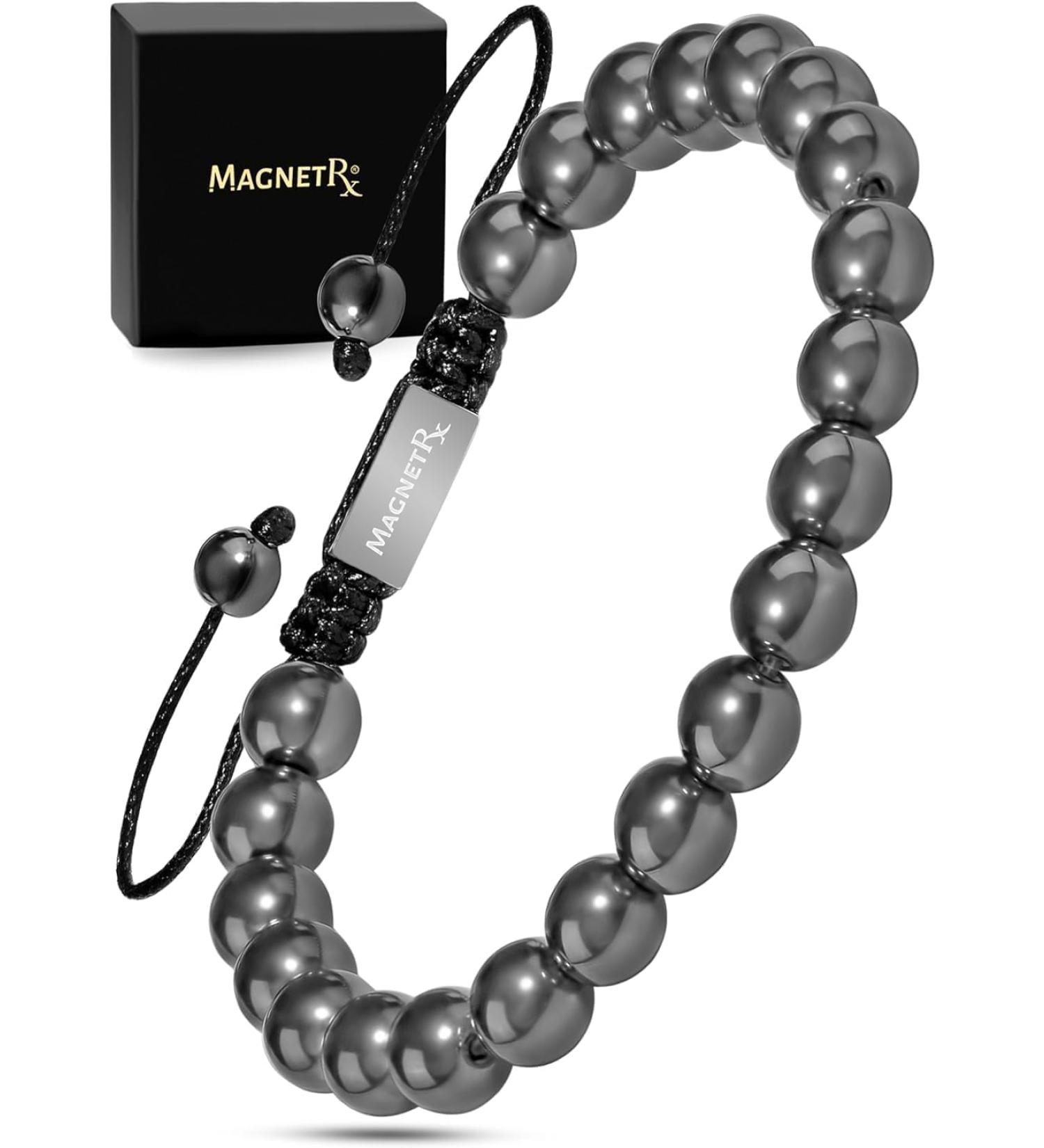 MagnetRX Hematite Magnetic Bracelet - Classic 8mm Bead Magnetic Therapy Jewelry for Pain Relief - International Shipping Available - Buy Online on GoSupps.com