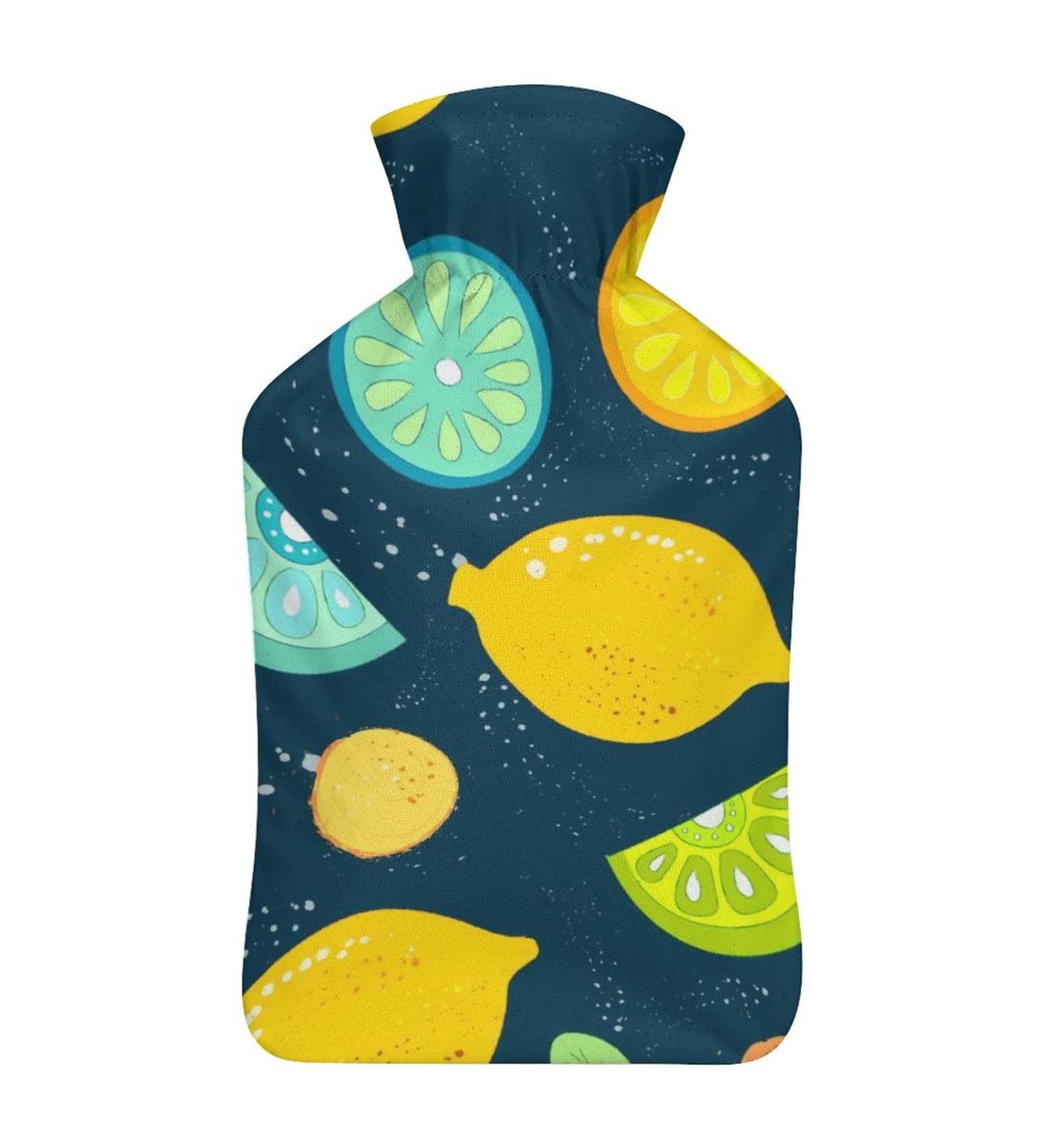 Lemon Hot Water Bottle with Plush Cover | Hand Warmer for Adults & Kids | 26.5x15.3cm - International Shipping Available - Buy Online on GoSupps.com