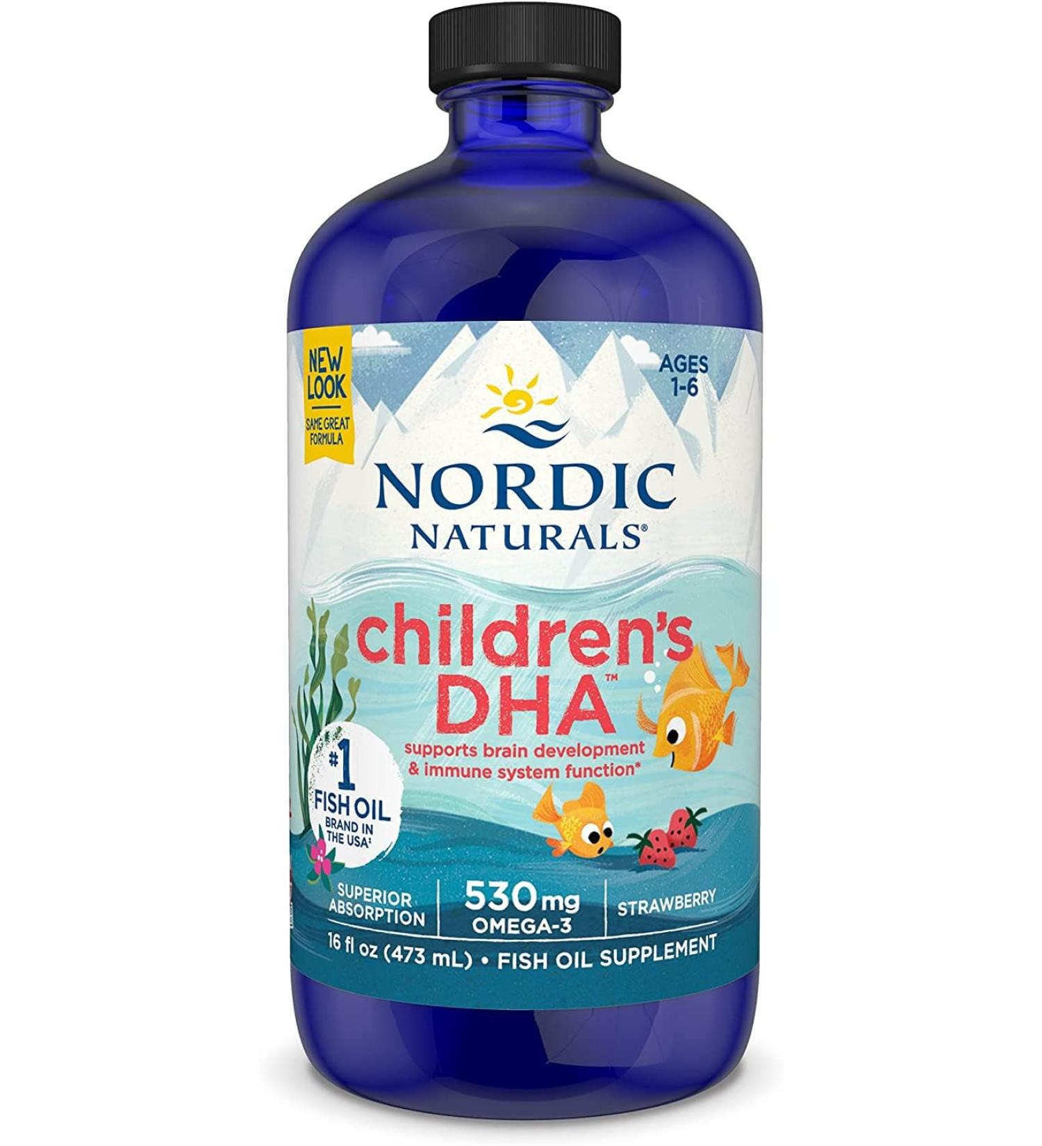 Nordic Naturals Children s DHA Strawberry - 473ml for Kids - 530 mg Omega-3 with EPA & DHA - Brain Development & Function - Non-GMO - 192 Servings - Buy Online on GoSupps.com