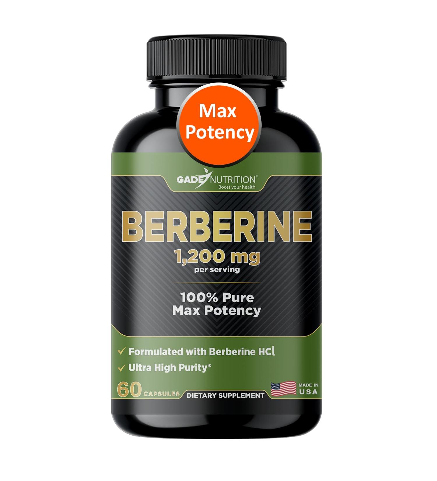 Gade Nutrition Berberine Supplement | Berberine HCI 1200mg Per Serving - Top Choice Vegetable Capsules Gluten Free Non-GMO Dairy Free - Made in USA - Buy Online on GoSupps.com