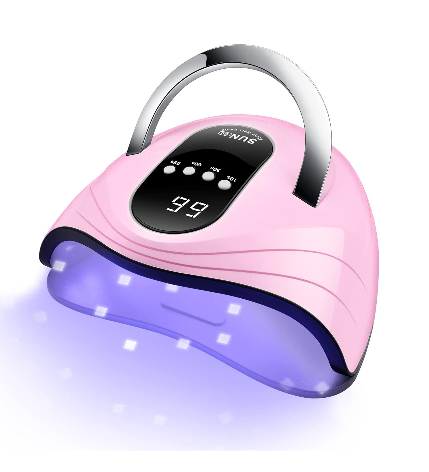 Sunrich UV Gel Nail Lamp 120W - Fast Nail Dryer for Gel Polish Curing 4 Timers Portable Handle Large Space Automatic Sensor - Pink - Buy Online on GoSupps.com