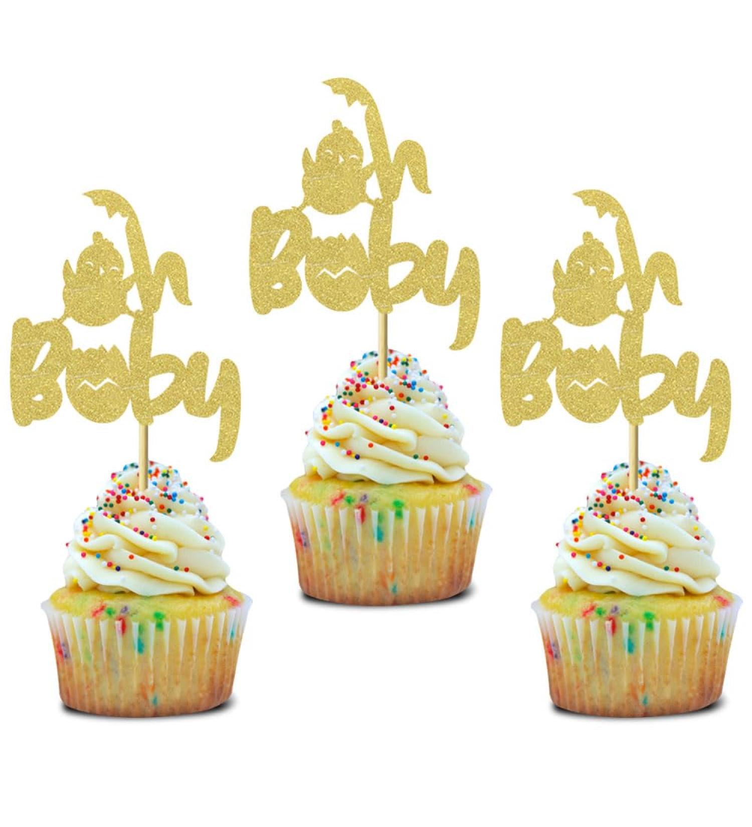 24 Pcs Oh Baby Gender Reveal Cupcake Toppers Yellow Chick Baby Shower Party Birthday Party Cake Decoration Dessert Insert MGPFERD - Buy Online on GoSupps.com