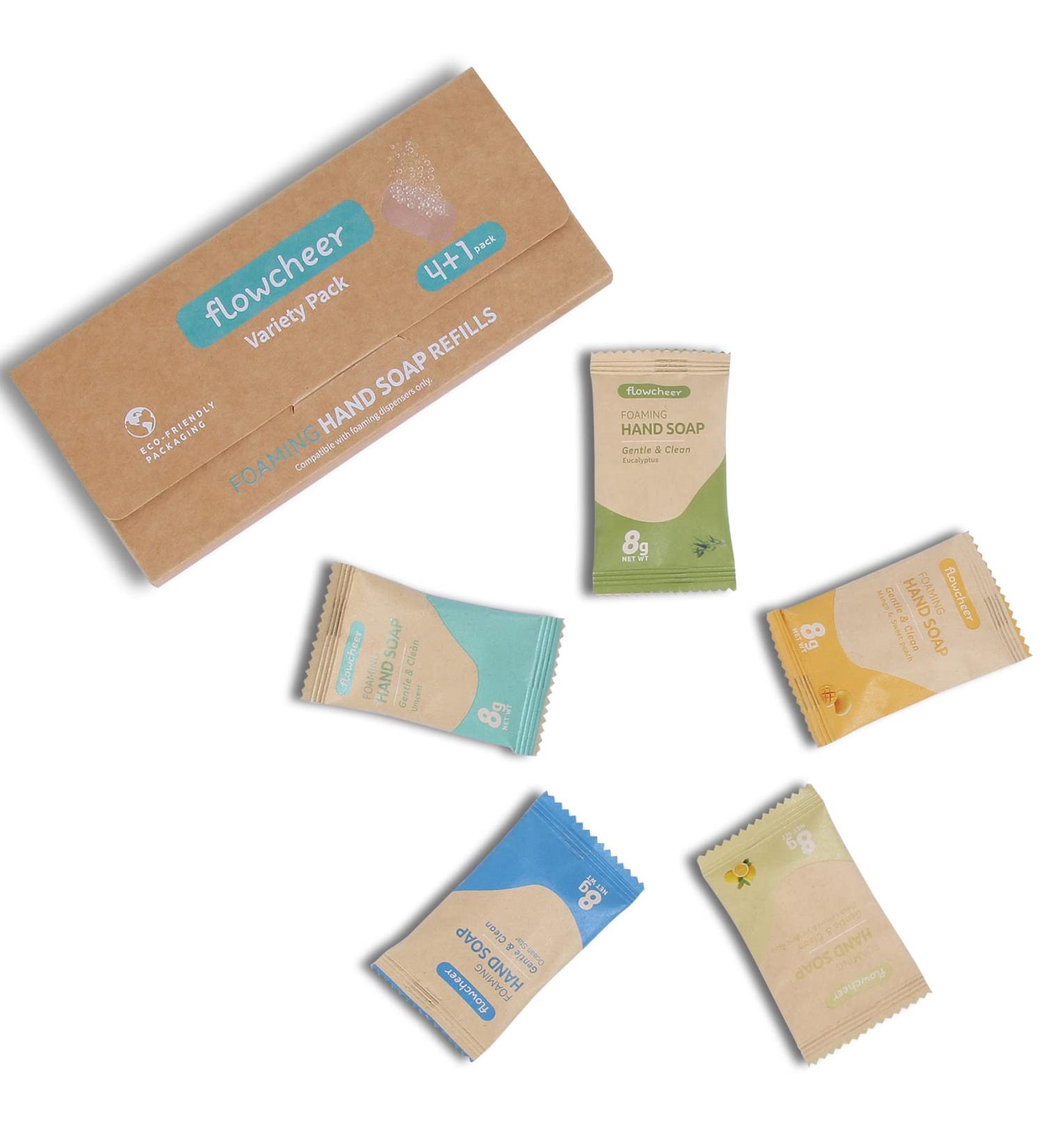 Flowcheer Foaming Hand Soap Tablet Refill Sample Pack - Eco-Friendly & Zero Waste - 5 Tablets - 40 fl oz Total - Variety Fragrance - Cleaning Supplies - Buy Online on GoSupps.com
