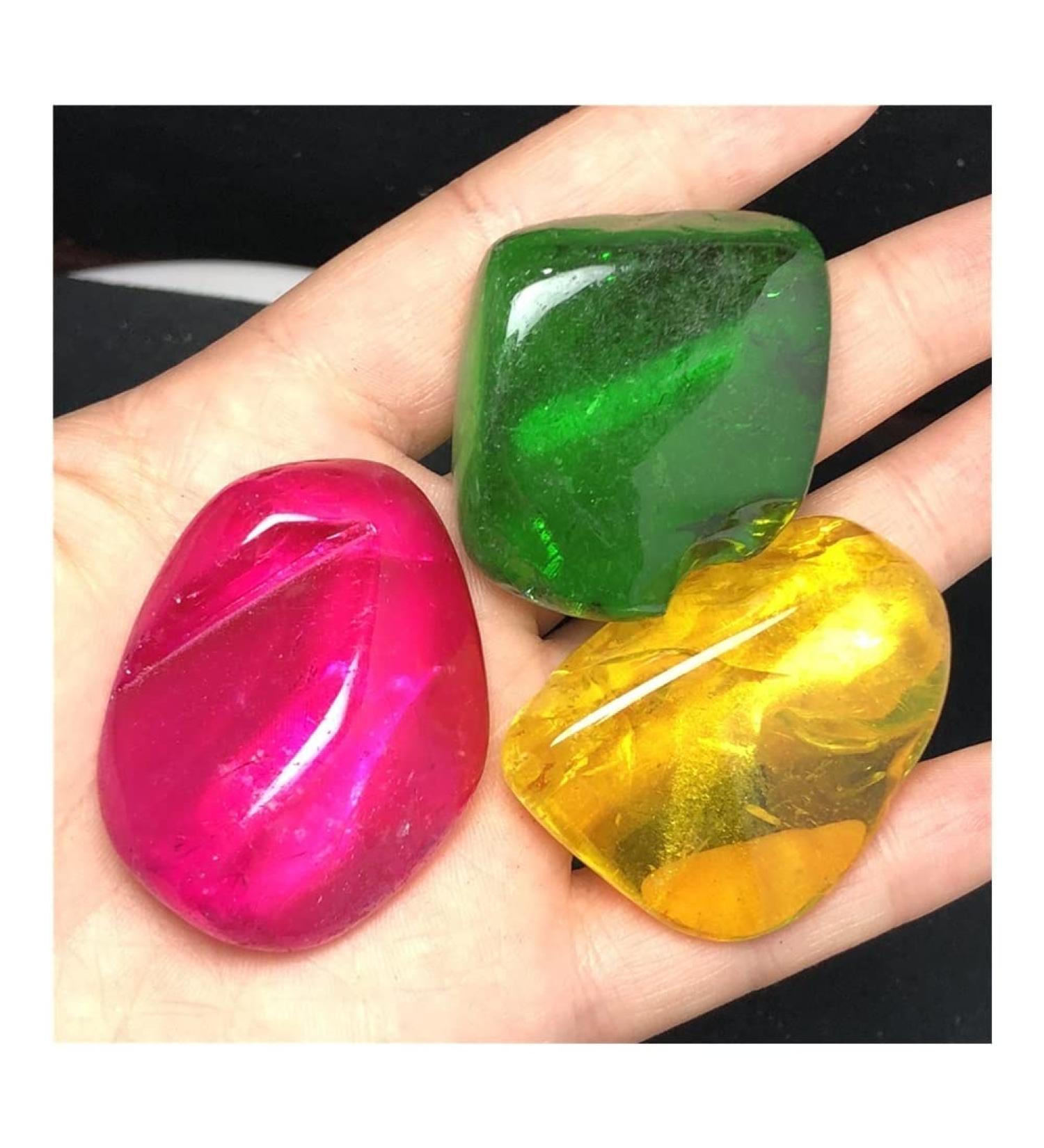 Natural Crystal Rough Natural 3 Pieces of Glaze Cast Irregular Colored Stones - Buy Online on GoSupps.com