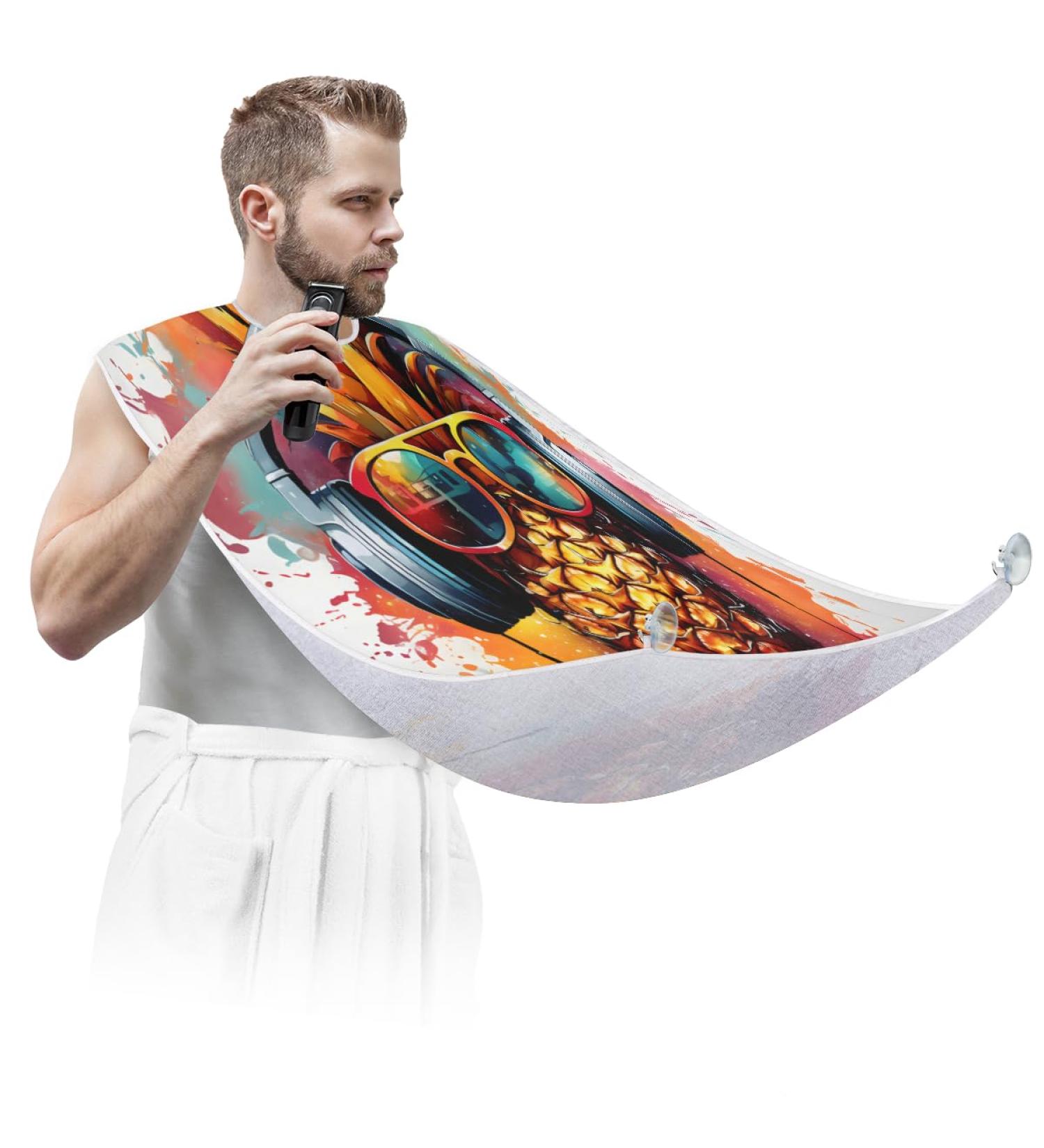 Elephant & Tropical Plant Beard Bib Apron - Beard Hair Catcher for Men | Perfect Father's Day & Anniversary Gift with 2 Suction Cups - Buy Online on GoSupps.com