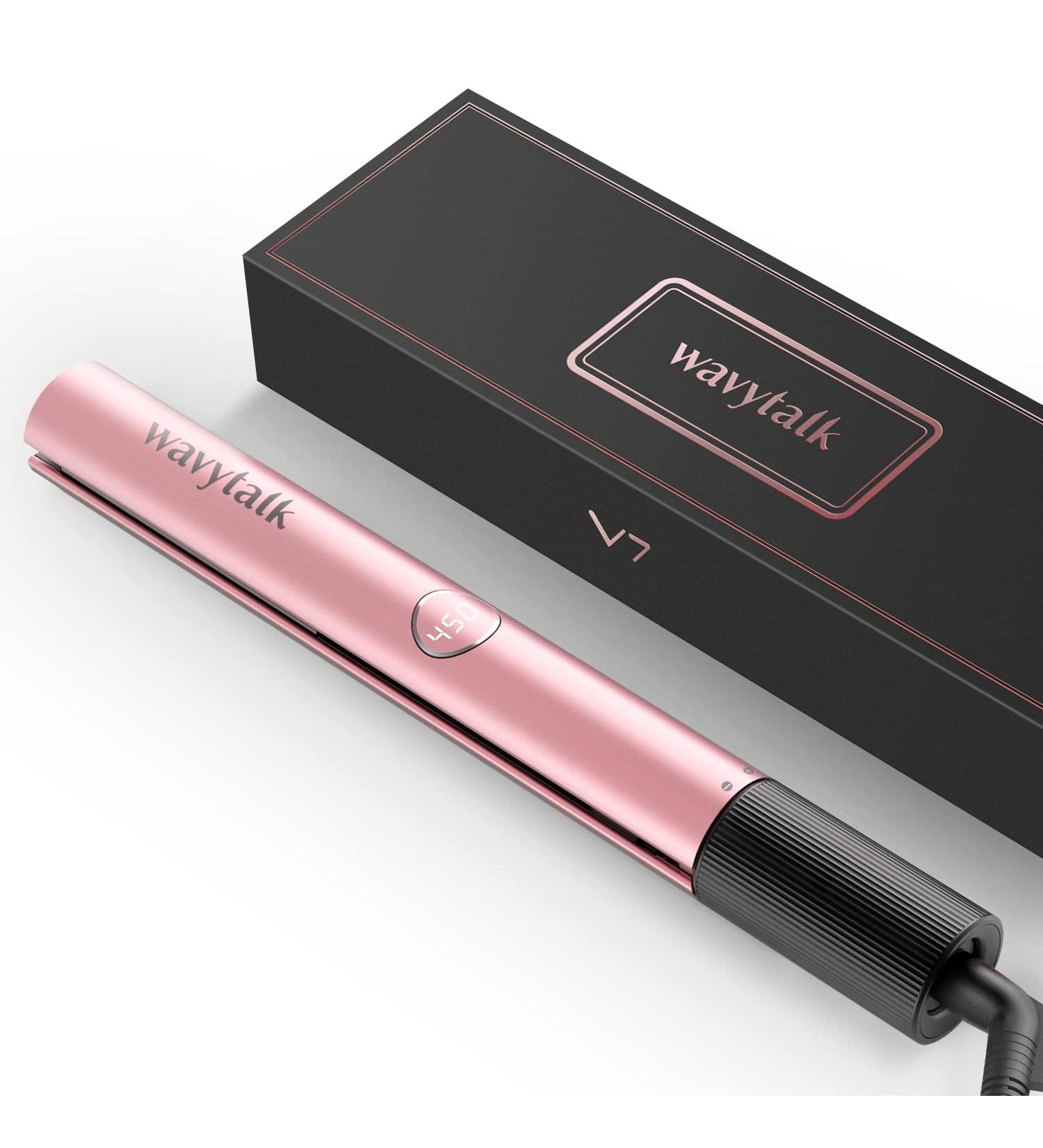Professional 2-in-1 Hair Straightener and Curler - Titanium Flat Iron for All Hairstyles - 1 Inch Rose Gold - Dual Voltage - Ideal for Thick Hair - Buy Online on GoSupps.com
