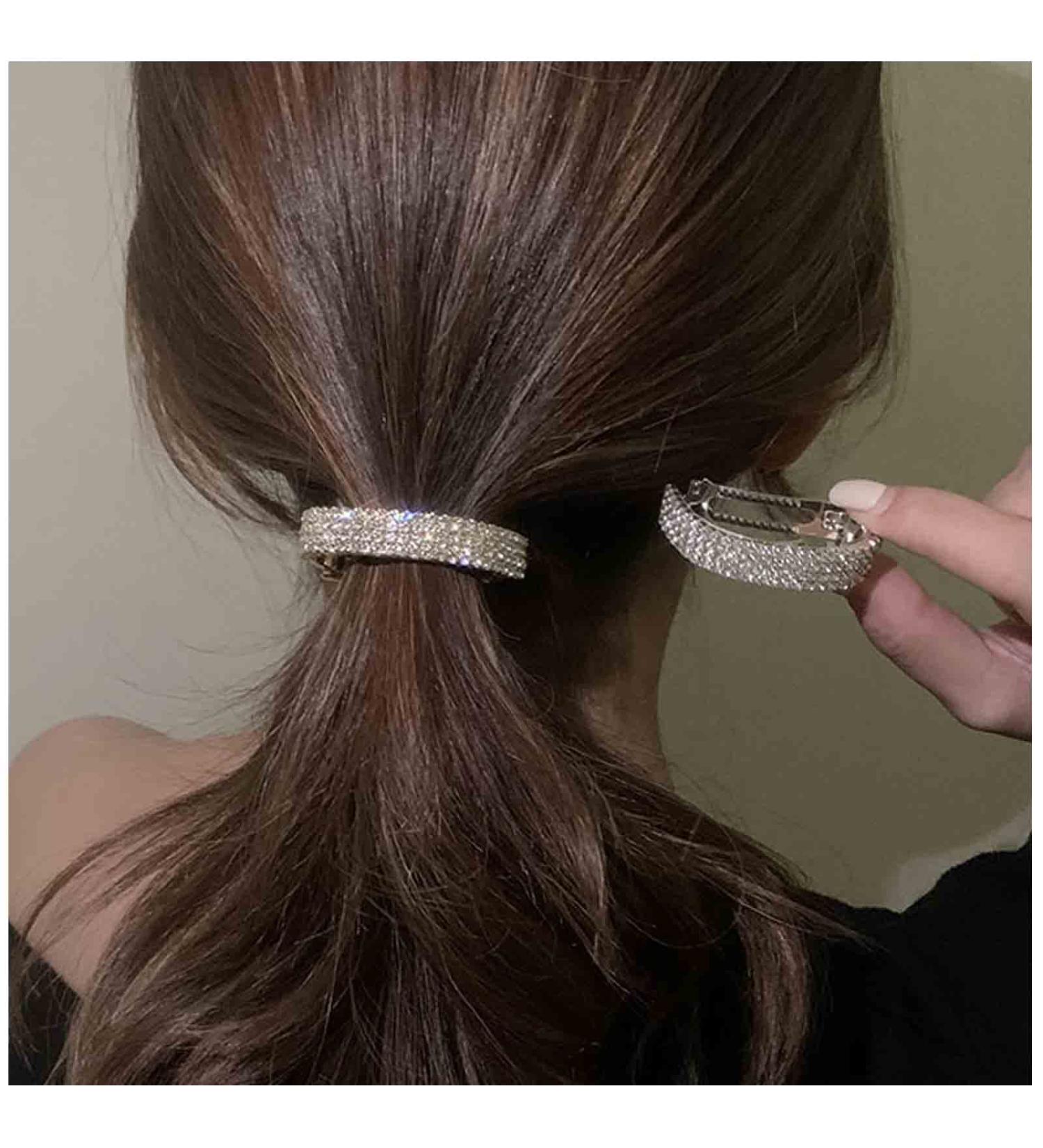 Yheakne Boho Crystal Ponytail Holder | Luxury Hair Cuff Barrette | Rhinestone Hair Clip for Women and Girls - Buy Online on GoSupps.com